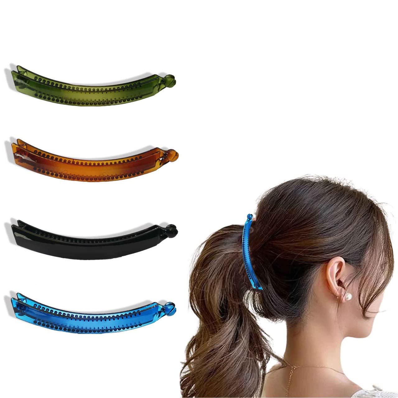 DazzleDiva 1Pc Banana Hair Clips for Women – Large Non-Slip Banana Clip for Thick & Curly Hair – Classic Vintage Claw Clip Ponytail Holder – Strong & Durable Plastic Hair Accessories 1Pc