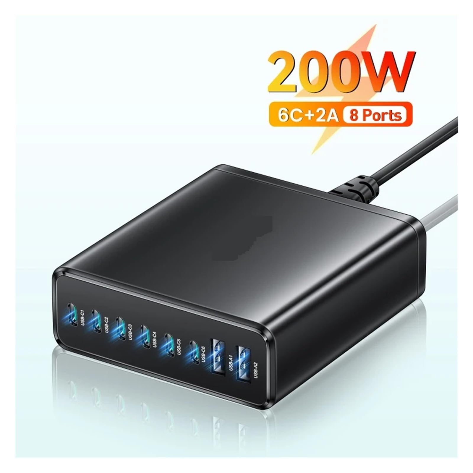 Stazione Di Ricarica Rapida Da Tavolo For Caricabatterie Ad Alta Velocità USB Tipo C PD Multiporta 8 In 1 Da 200 W Ampiamente Applicato