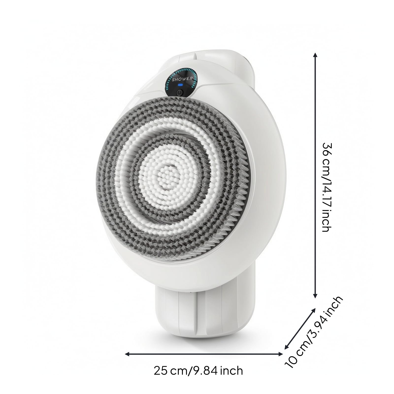 Electric Shower Scrubber Wandmontierte Duschbürste Rückenbürste Körperreiniger Massagesystem mit Anzeige Höhenverstellbar Kabellos Ladbar aus Nylon