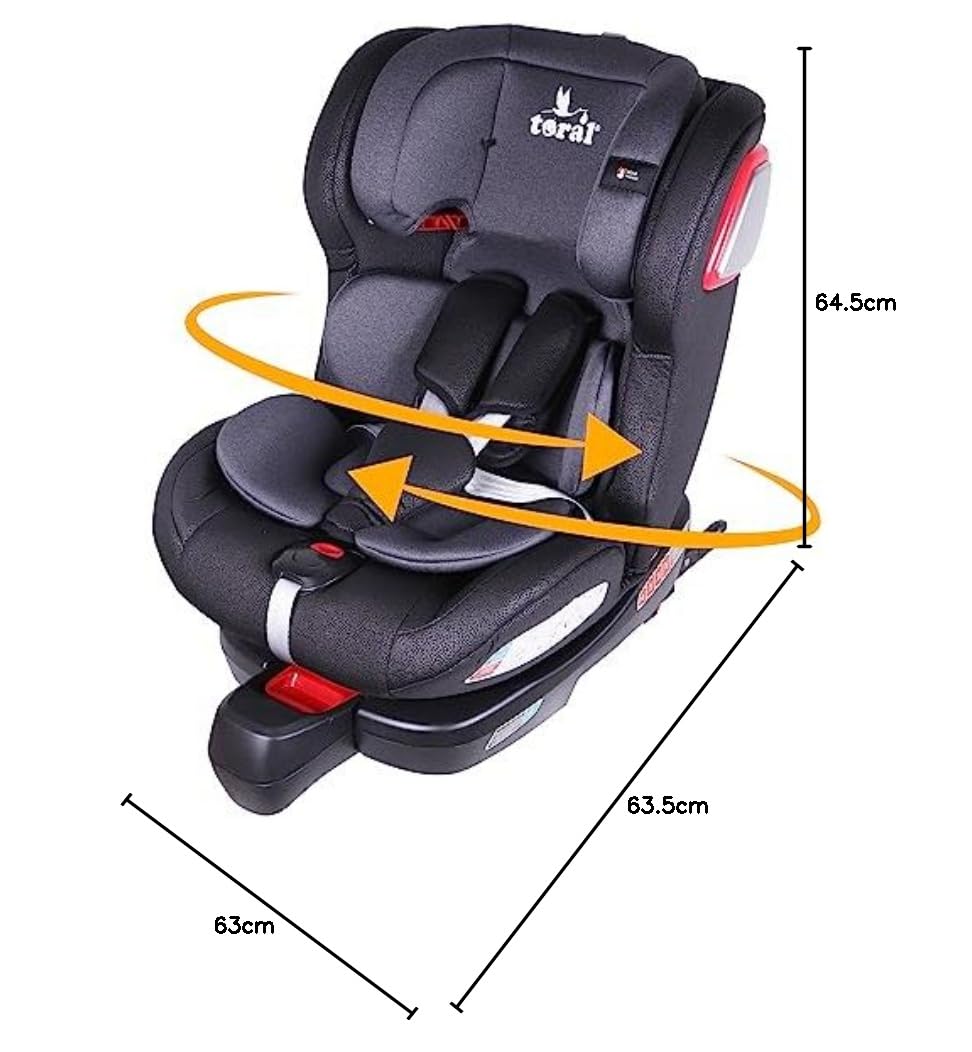 Toral Silla Coche Bebe Grupo 0 1 2 3 i-Size con Isofix Universal para Coche, Alzador Coche Niño Isofix Giratoria 360º a Contramarcha - Desde 40-150 cm - Elevador Coche Niño