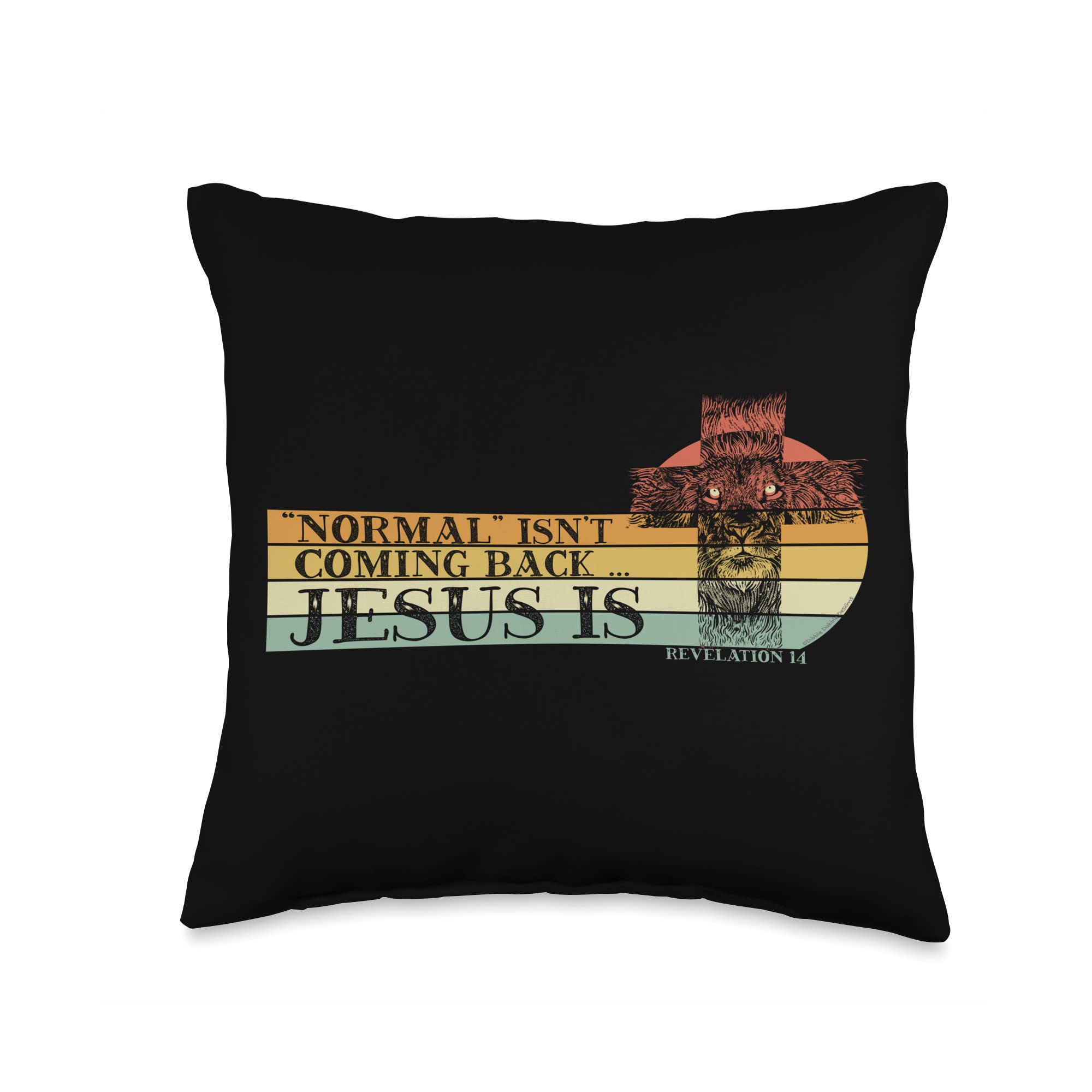 Retro Normal Isn't Coming Back Jesus is Christian Bible Throw Pillow, 16x16, Multicolor