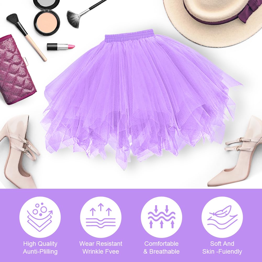 AUYAO Gonne da Donna Tutu, Dress Ballet Petticoat in Tulle a 3 Strati, Costume da Festa di Carnevale di Halloween Tutu per Adulti per Feste di Travestimento Balletto, 80s Sottogonna Tutu