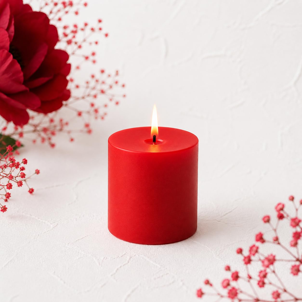 C Lal & Sons Red Pillar Candle 2x2 Inch | Long Burning Decorative Wax Candle | 20 H Burn Time | Unscented Candle for Home Décor, Wedding Decoration, Prayer, Meditation, Festivals & Romantic Ambience-image-48