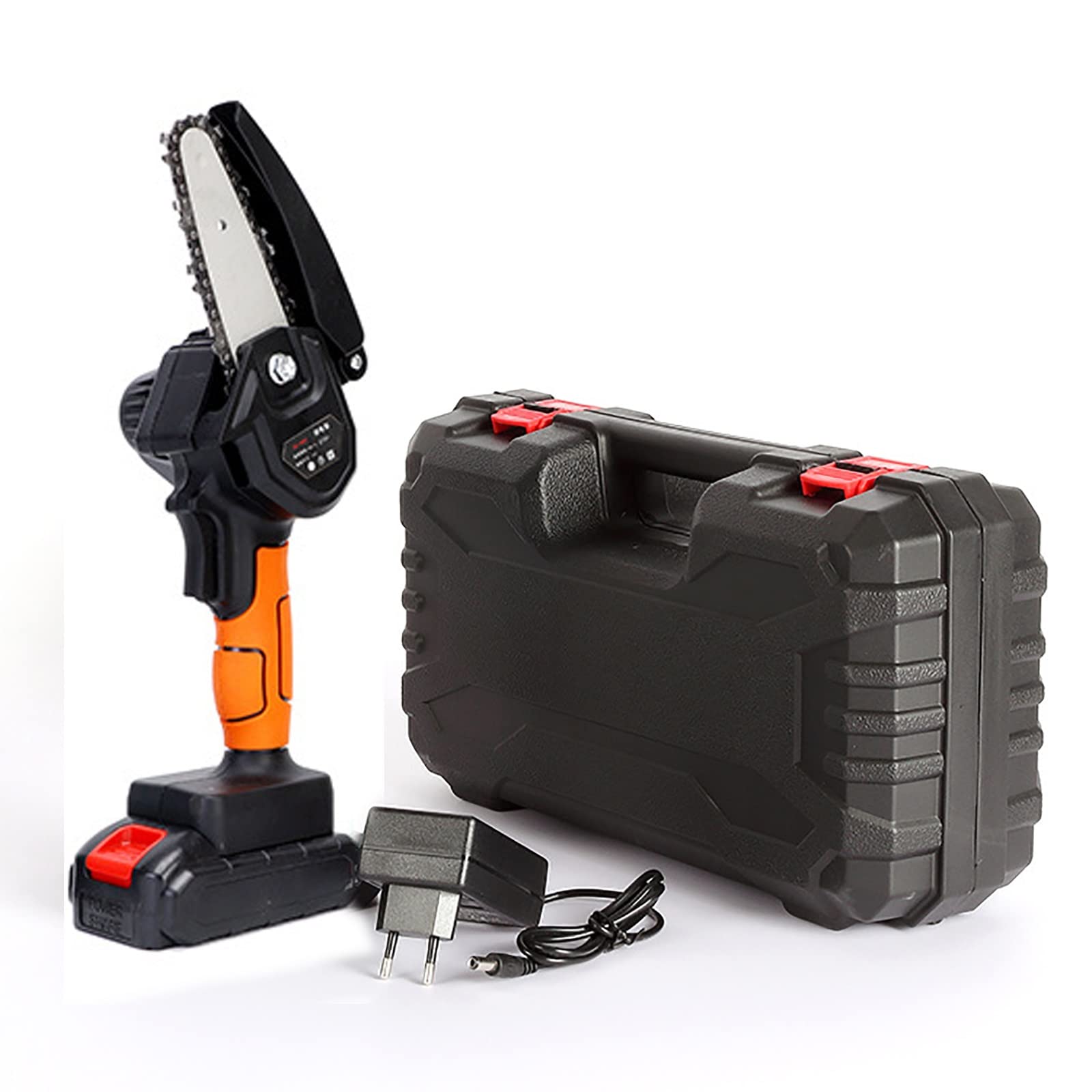 Mini Motosega, 4 Pollici Mini Motosega a Batteria Portatile, Attrezzo da Giardino Per Il Giardinaggio Potatura Albero Taglio Del Legno, Potatura Da Giardin (Color : Orange)