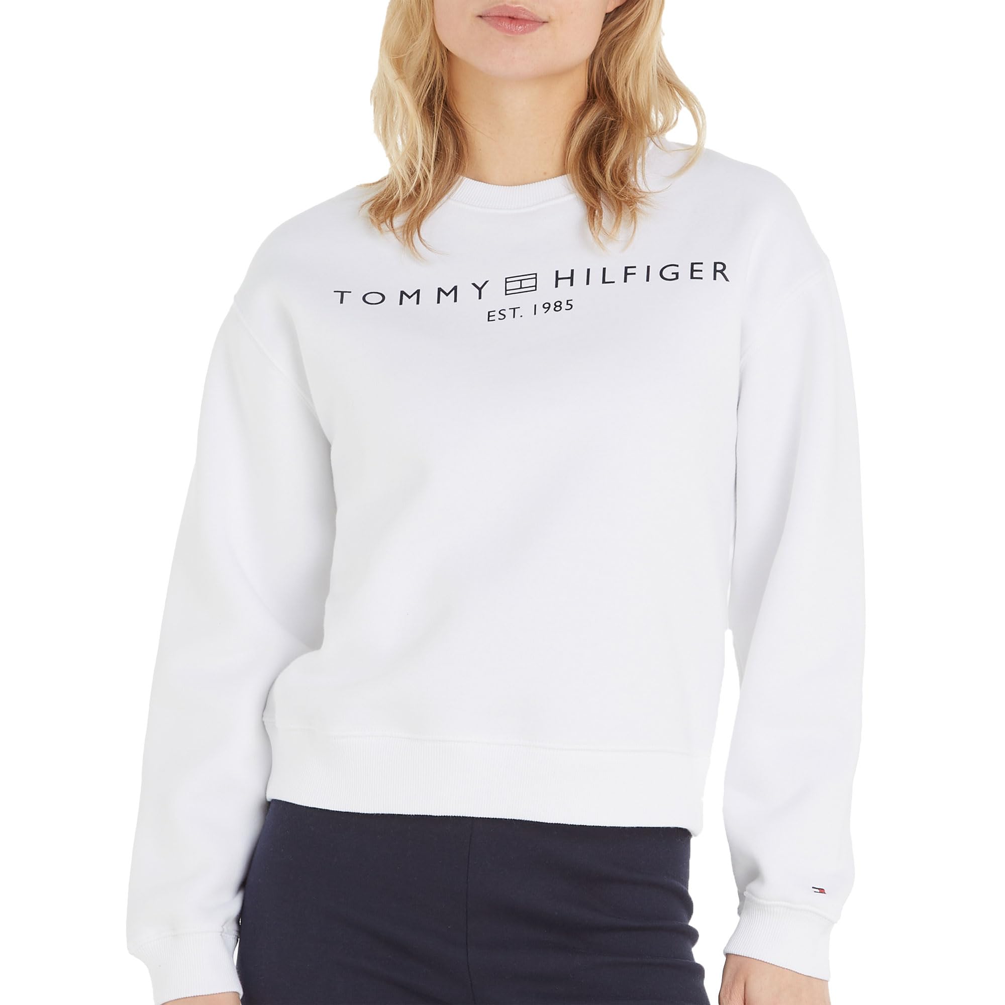 Tommy Hilfiger Women's Sweatshirt without Hood, White (Th Optic White), L