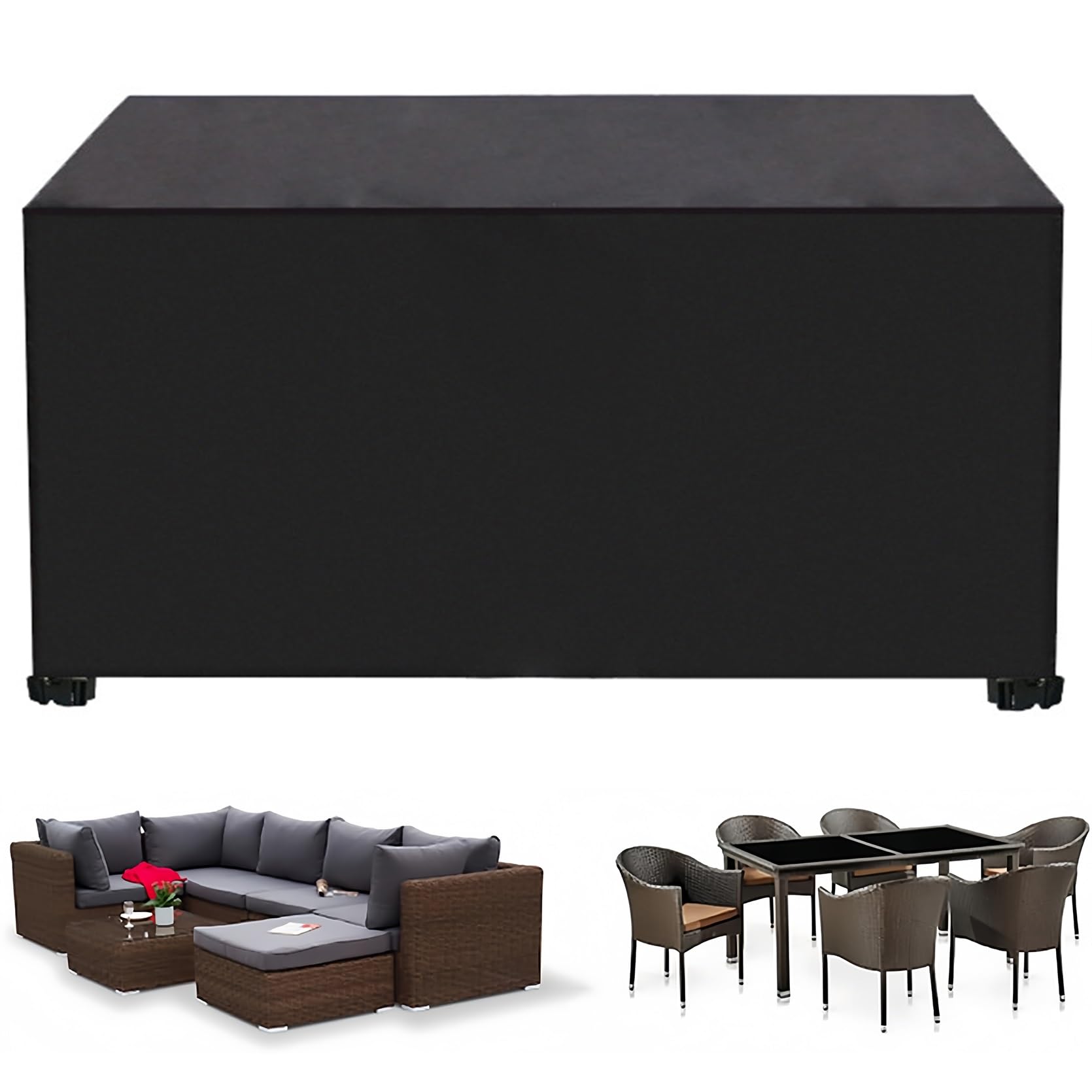 Coperture per Mobili da Giardino Impermeabile 220 x 340 x 220 cm Anti-UV Impermeabile Resistente allo Strappo, Telo Copritavolo da Esterno, per Sedie, Divani, Tavoli, Nero