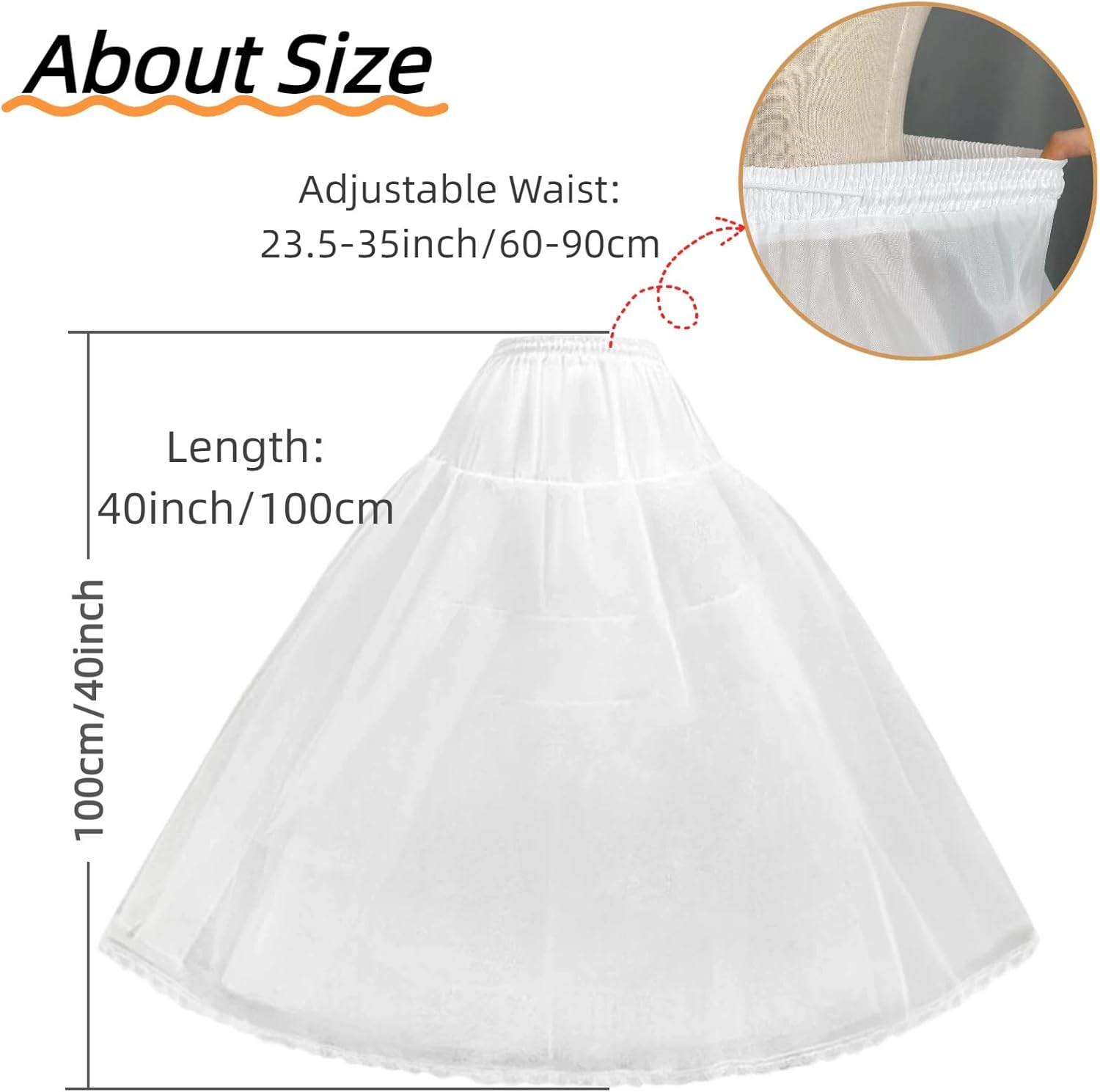 Hoopless Petticoat Crinoline Women's A-line Tulle Underskirt Slip for Bridal Wedding Dress Quinceanera Dresses