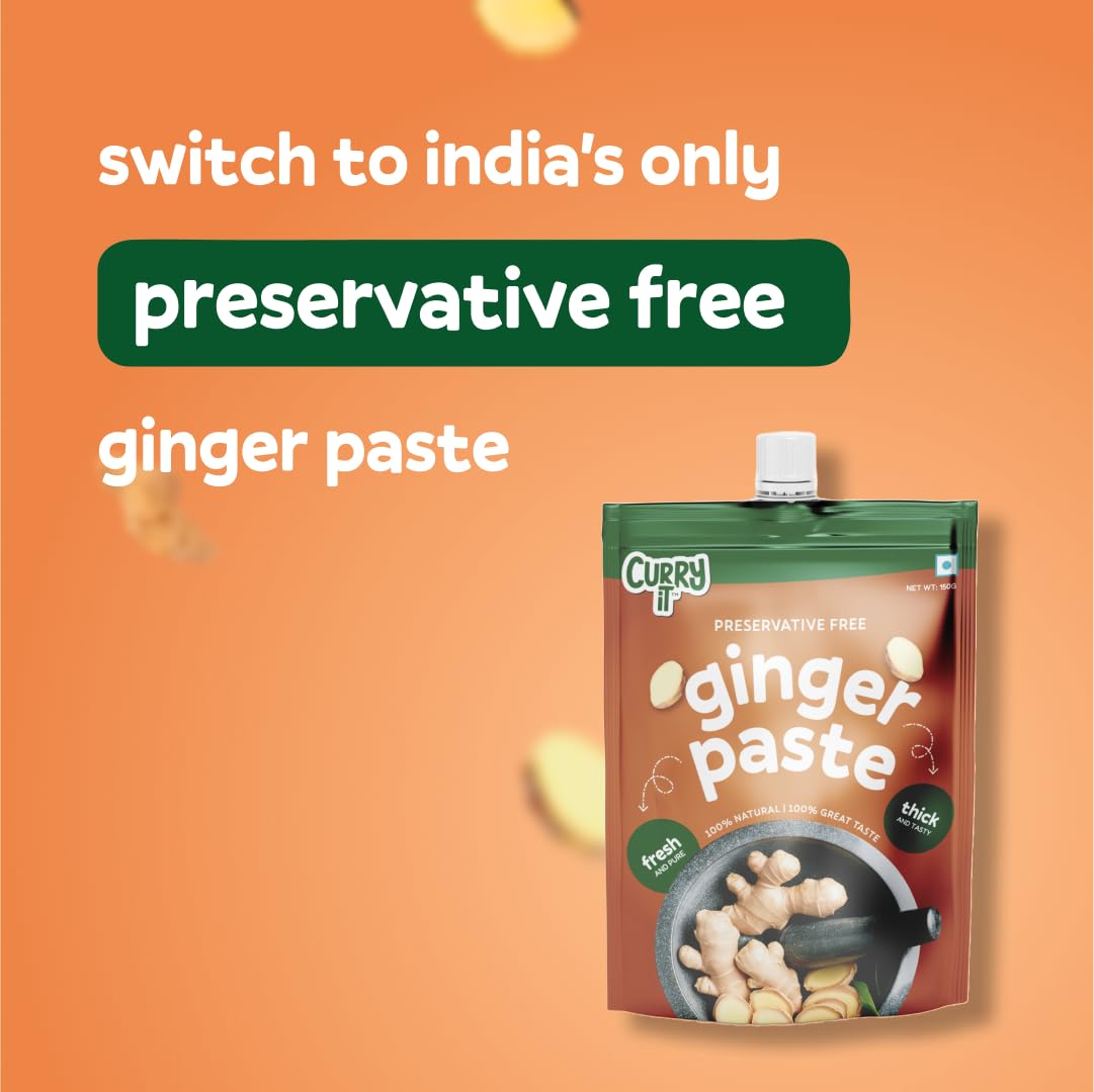 CURRYiT Preservative Free Ginger Paste 150gm | Thick & Coarse | Ready to Cook Adrak Cooking Paste| Fresh & Pure | Organically Processed Ginger paste (Pack of 3) - Image 3 thumbnail