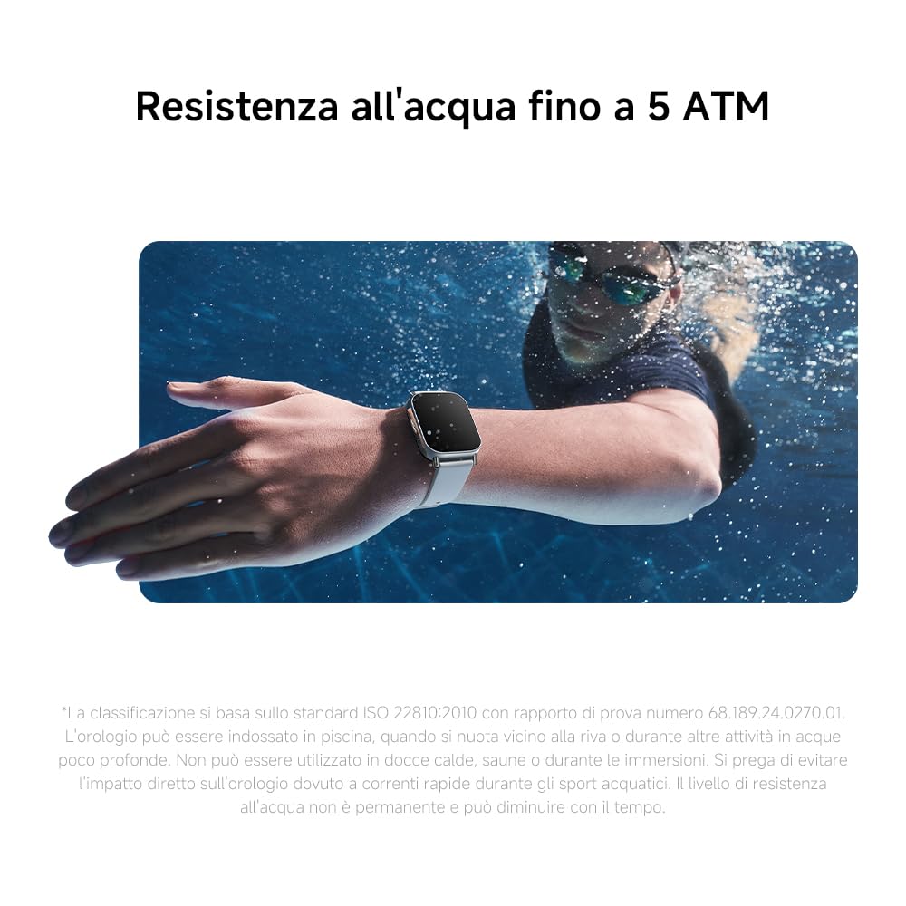 Xiaomi Redmi Watch 5 Lite, Smartwatch con display AMOLED 50mm, GNSS integrato, Chiamate Bluetooth, Autonomia 18 giorni, Resistenza Acqua 5ATM, Monitoraggio Salute e Sonno, 150+ modalità Fitness
