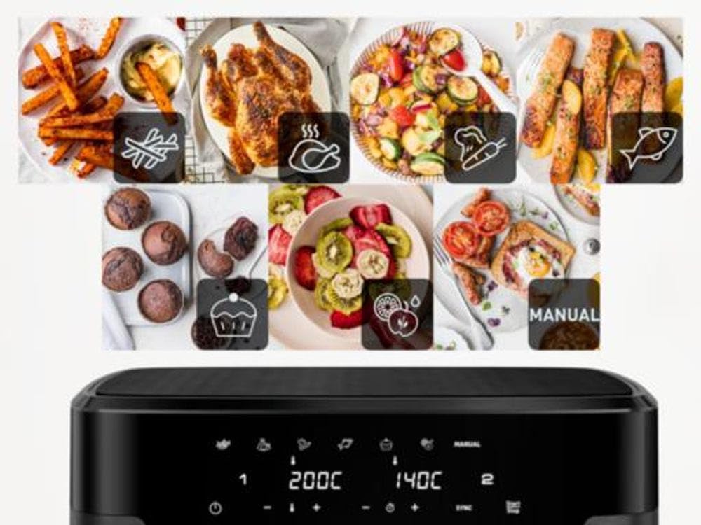 Moulinex Dual Easy Fry XXL Friteuse sans huile, Capacité 11 L, cuisson synchronisée, 7 programmes automatiques, Écran tactile, air fryer EZ942HF0