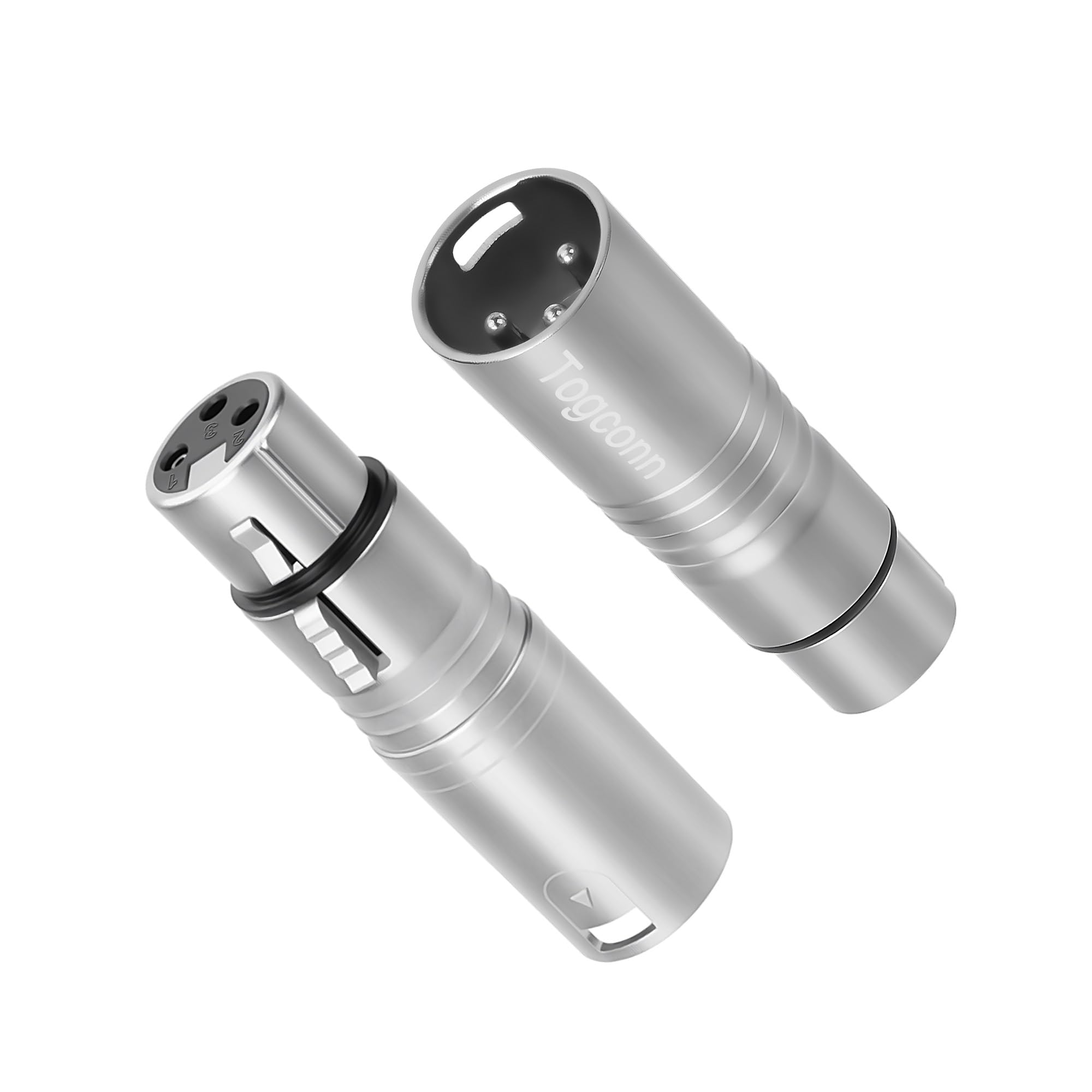 Togconn XLR Microphone Adapter 2 Pack, 3-Pin XLR Male to Female Mic Audio Extension Connector Converter for Speaker,Mixers,Studio Equipment- Durable Metal Construction