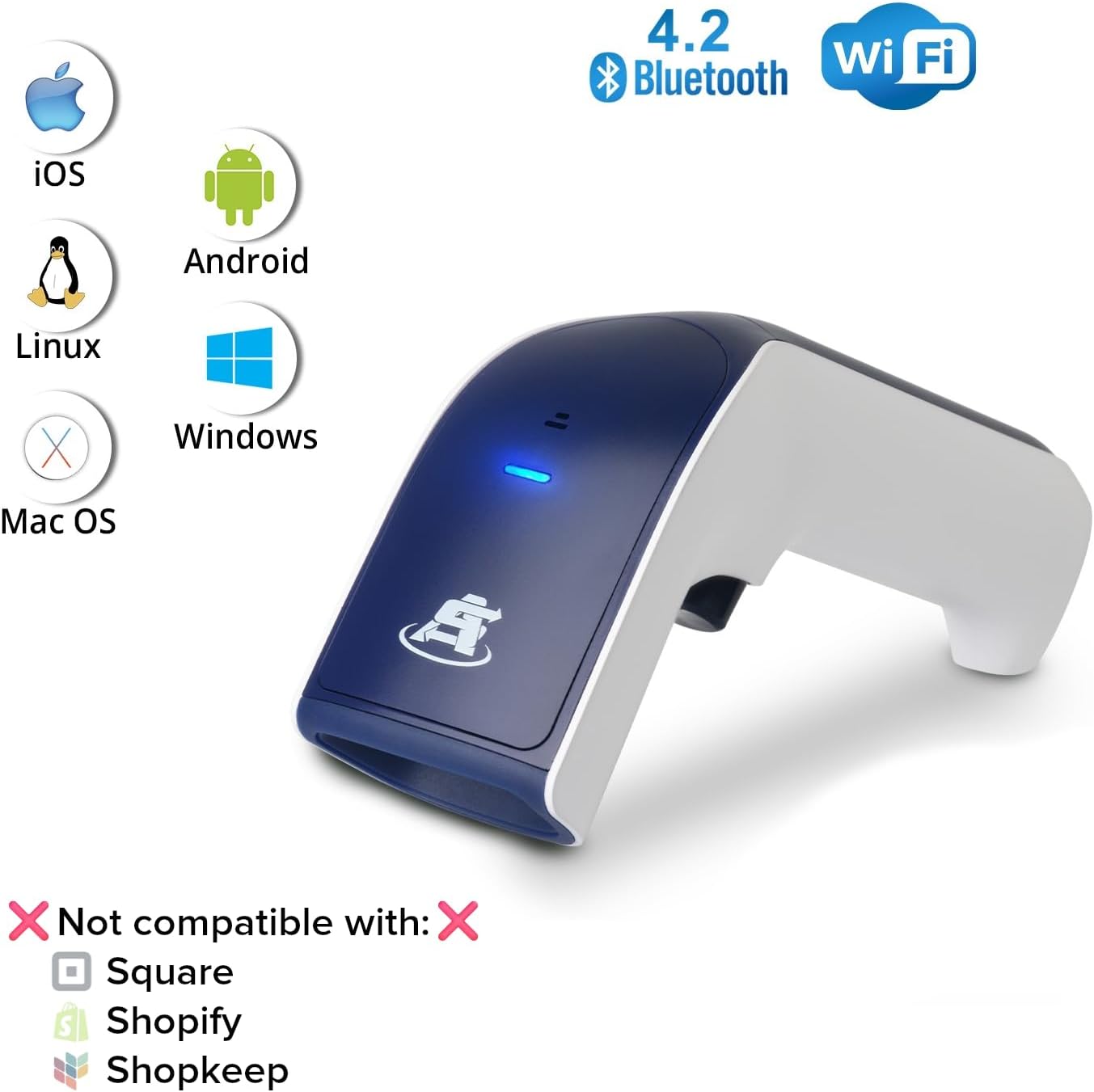 ScanAvenger Wireless Portable 1D Bluetooth Barcode Scanner: Hand Scanner 3-in-1, Cordless, Rechargeable Scan Gun for Inventory - USB Barcode Reader (1D Only No QR with No Next Gen Stand)