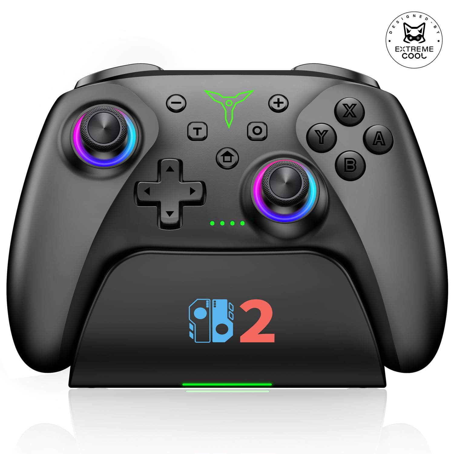 BEBONCOOL GAMING Switch Controller für Switch 2/Switch/Lite/OLED mit Ladestation, Hall Effekt Joystick, kabelloser Switch Pro Controller mit RGB Beleuchtung, programmierbar, Turbo & Wakeup - 1