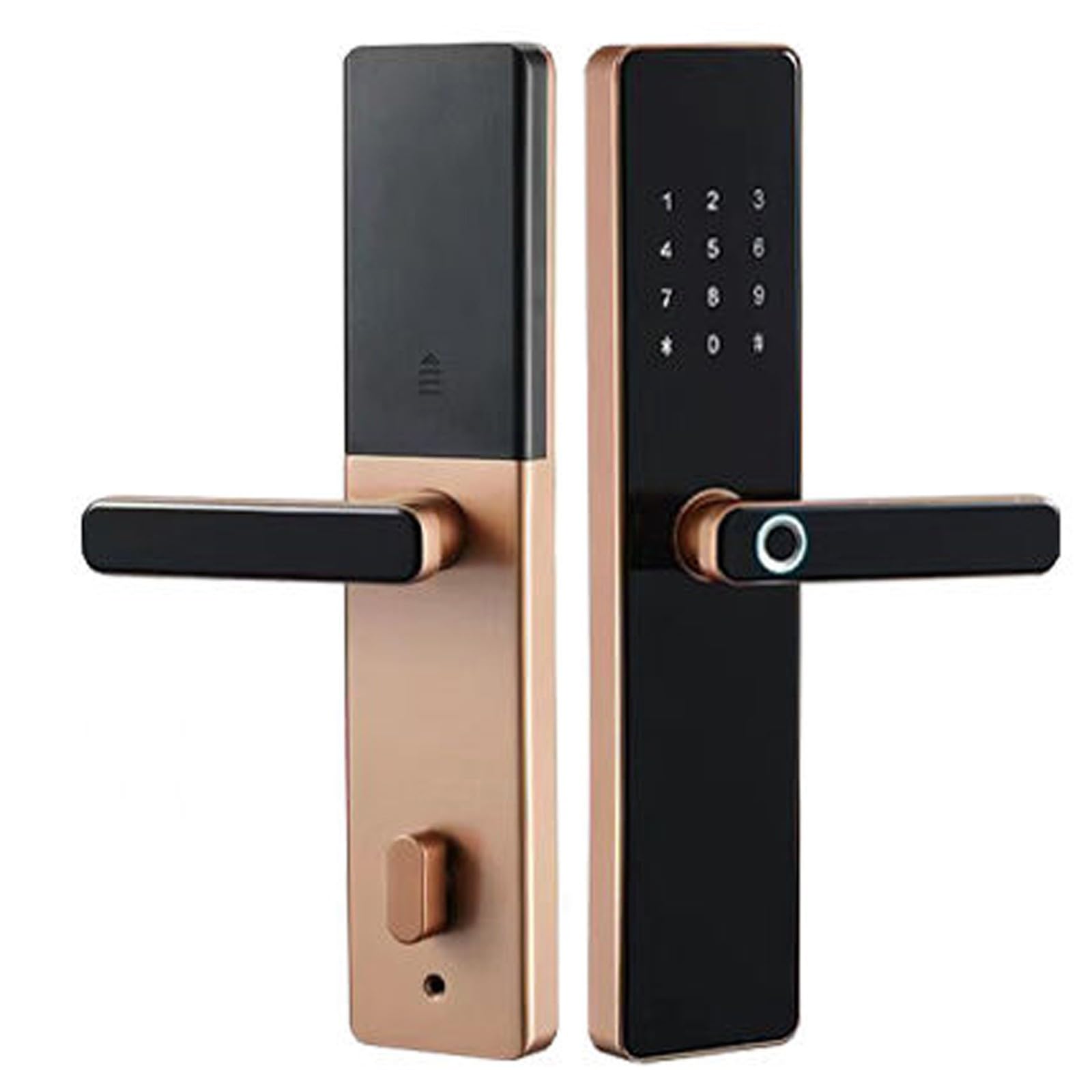 Serratura Porta D'Ingresso Senza Chiave App di Sblocco Remoto Allarme Vocale Serrature Intelligenti Porta D'Ingresso Codice Bluetooth Smart Lock Elettrico Senza Fili(Bronze)