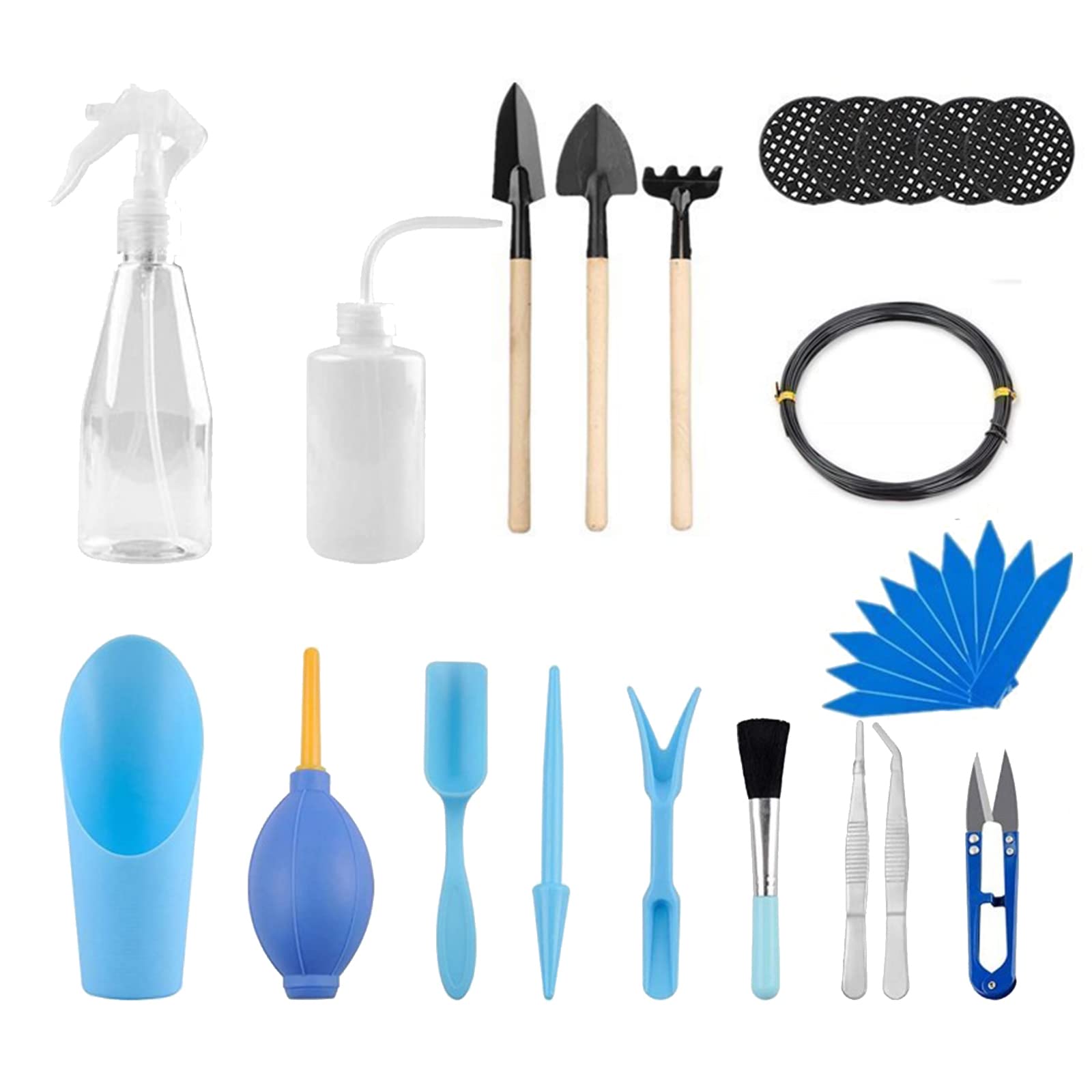 Bonsai Tools Set, 30 PCS Gardening Trimming Tools Set Bonsai Tree Succulent Care Kit Include Transplanting Tools Set, Scissors, Shovels, Rake for Beginners(Blue)