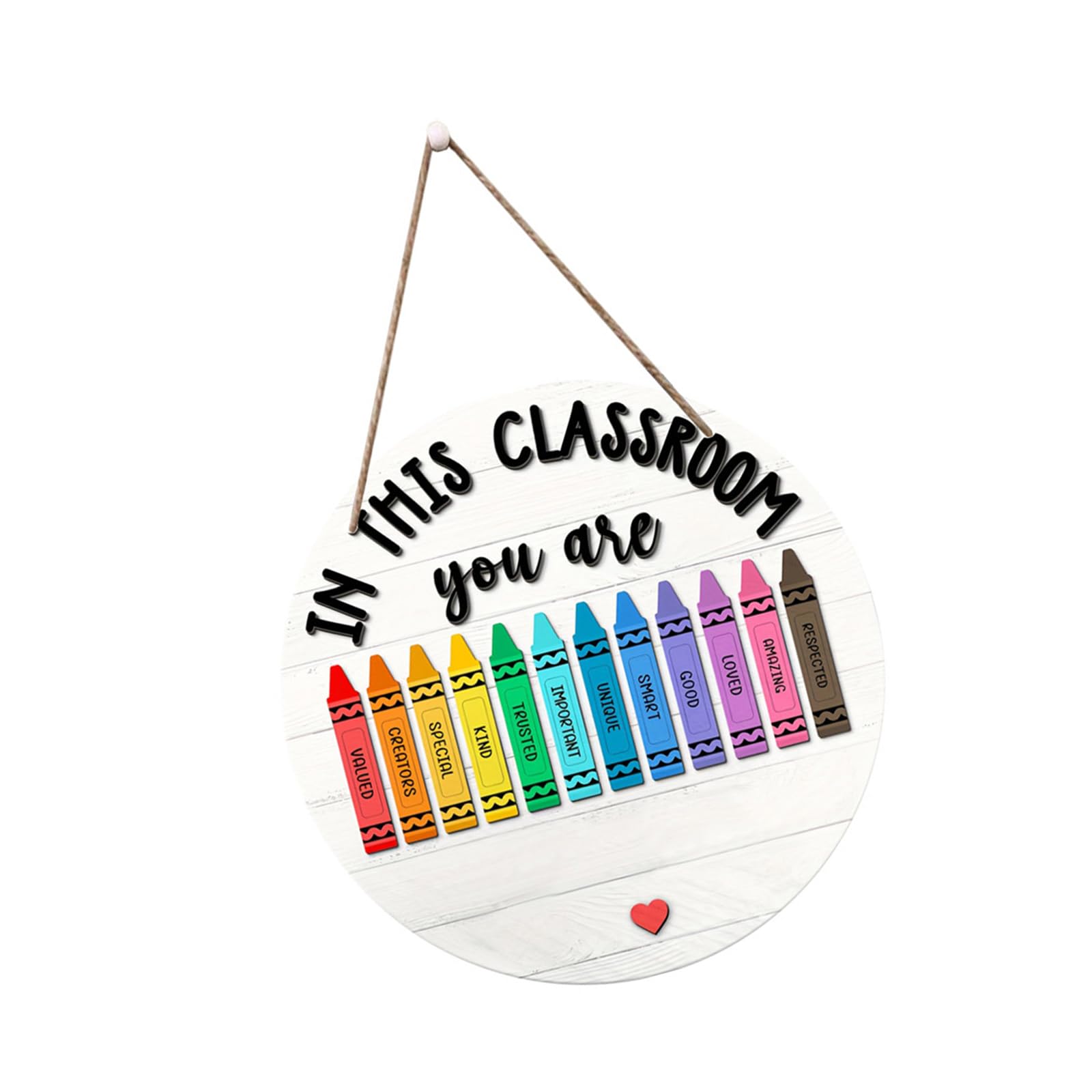 Round Wooden Welcome Sign for Classroom Door, Safe Kids Hanging Decor, Teacher Customizable Door Plaques