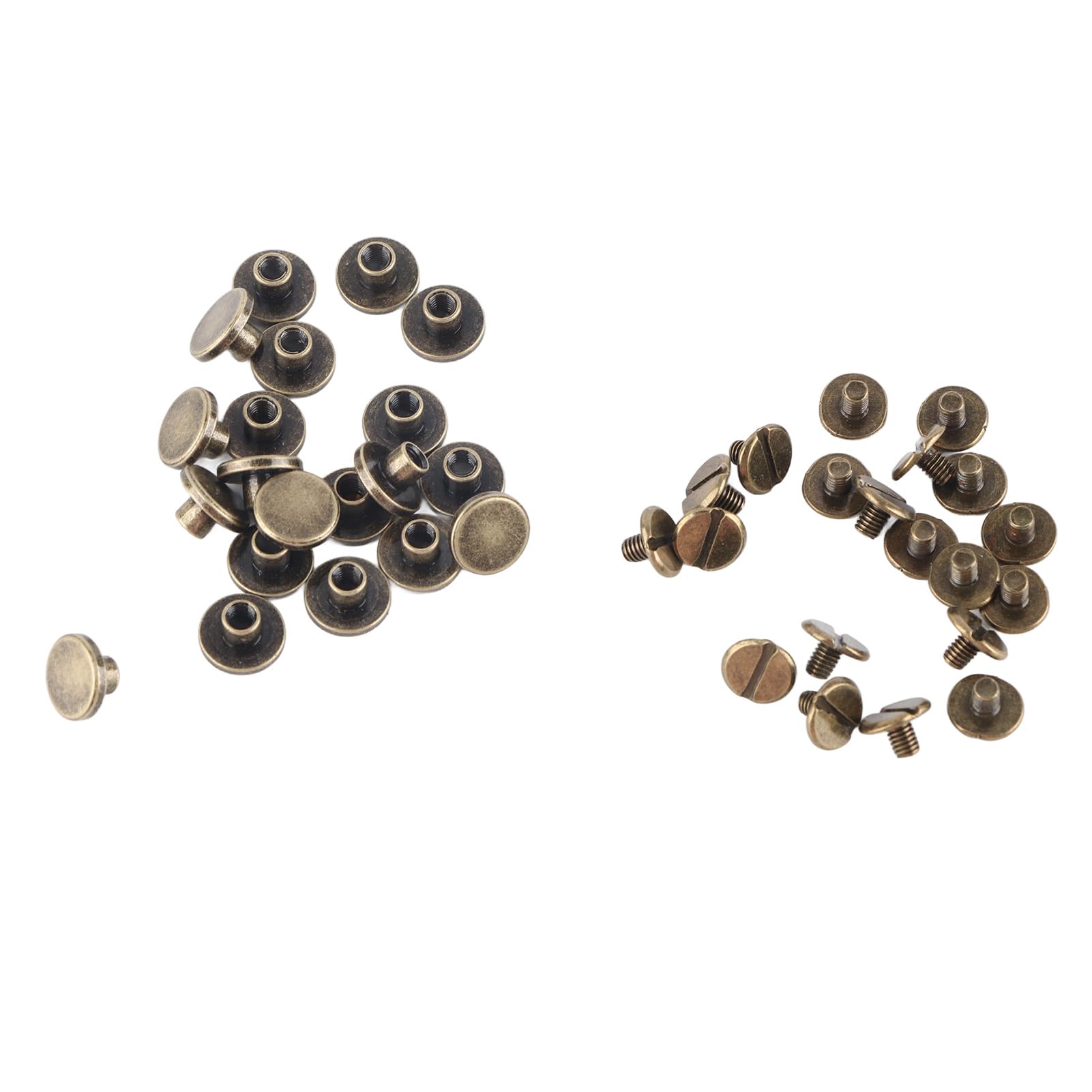Heepdd As Shown Leather Craft Rivets, 20 Sets Brass Button Studs Flat Head Screwback Nails For Diy Belt Strap Purse Wallet Handbag Decoration 5Mm For Handmade Accessories Makers