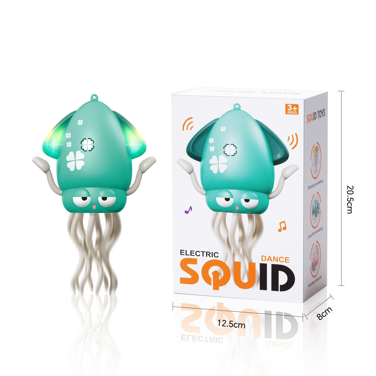 KJIXYUNG Polpo Giocattolo Danzante e strisciante con luci LED e Musica - Giocattolo interattivo Musicale oscillante Automatico - Regalo di Compleanno Divertente (Ciano)