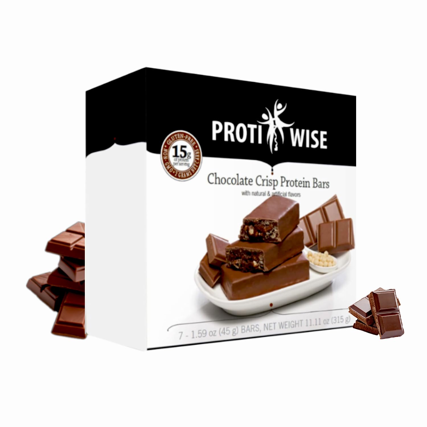 ProtiWise – Choc-A-Lot-Chip High Protein 15g Bar | 7/Box | Weight Loss, Diet, Keto Friendly, Hunger Control, Meal Replacement | Gluten Free, Low Fat,