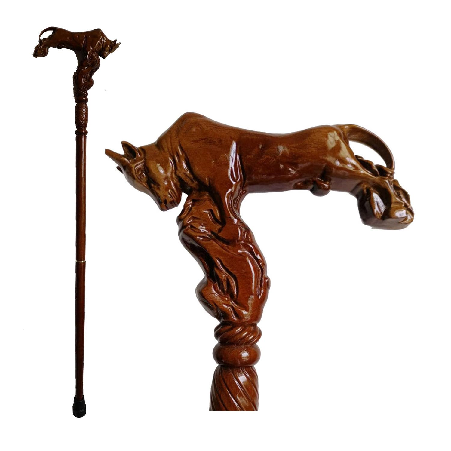 Gehstock Holz, Handgeschnitzter Hochwertiger Gehstock Herren und Damen