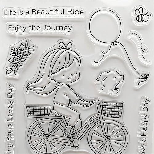Miniatura 3 de DzIxY Juego de sellos transparentes para perros de bicicleta y troqueles de corte de metal para hacer tarjetas, álbumes de recortes, suministros de