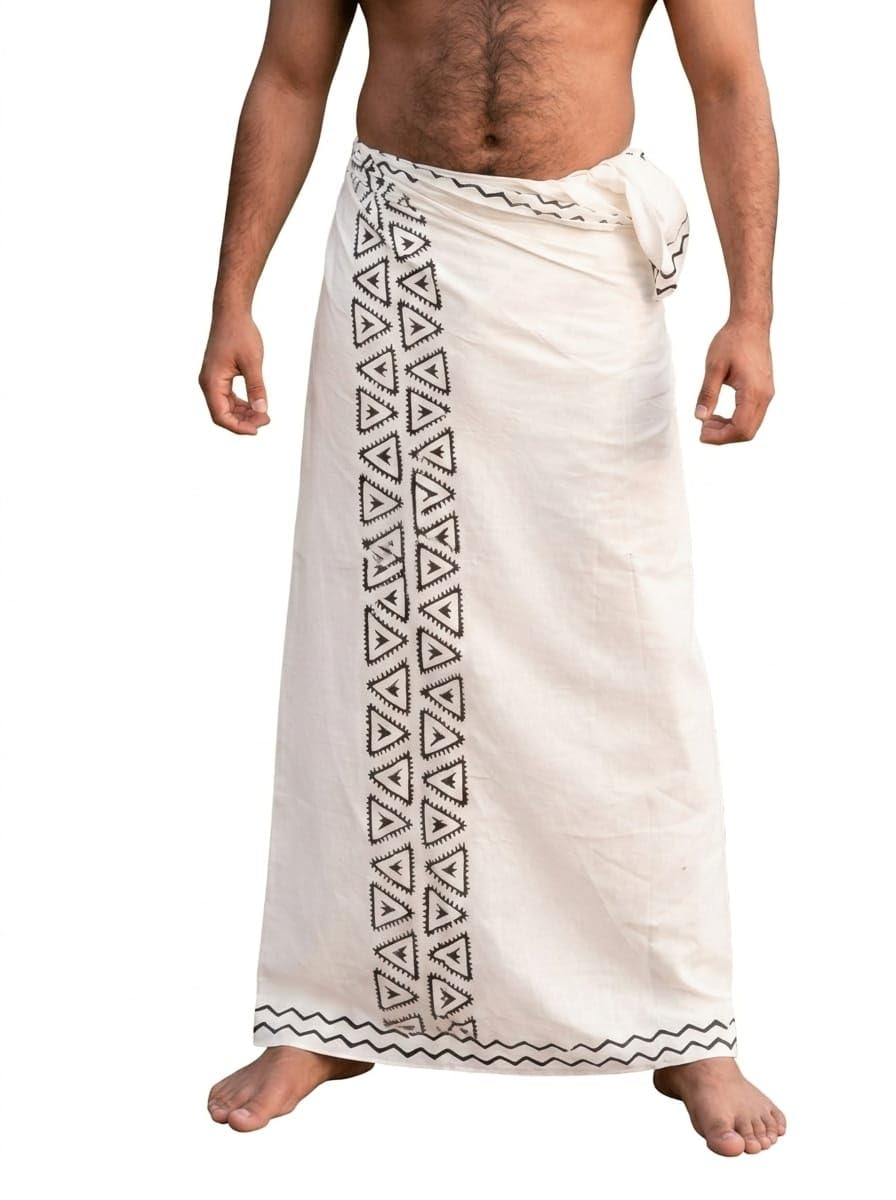 crystalheal; designing the destiny Morya Dhoti for Men – 100% Cotton Handblock Print Traditional Indian Dhoti, Breathable & Comfortable, Ethnic Wear for Festival/Puja/Daily, 2m x 42" (White & Brown)-picture-39