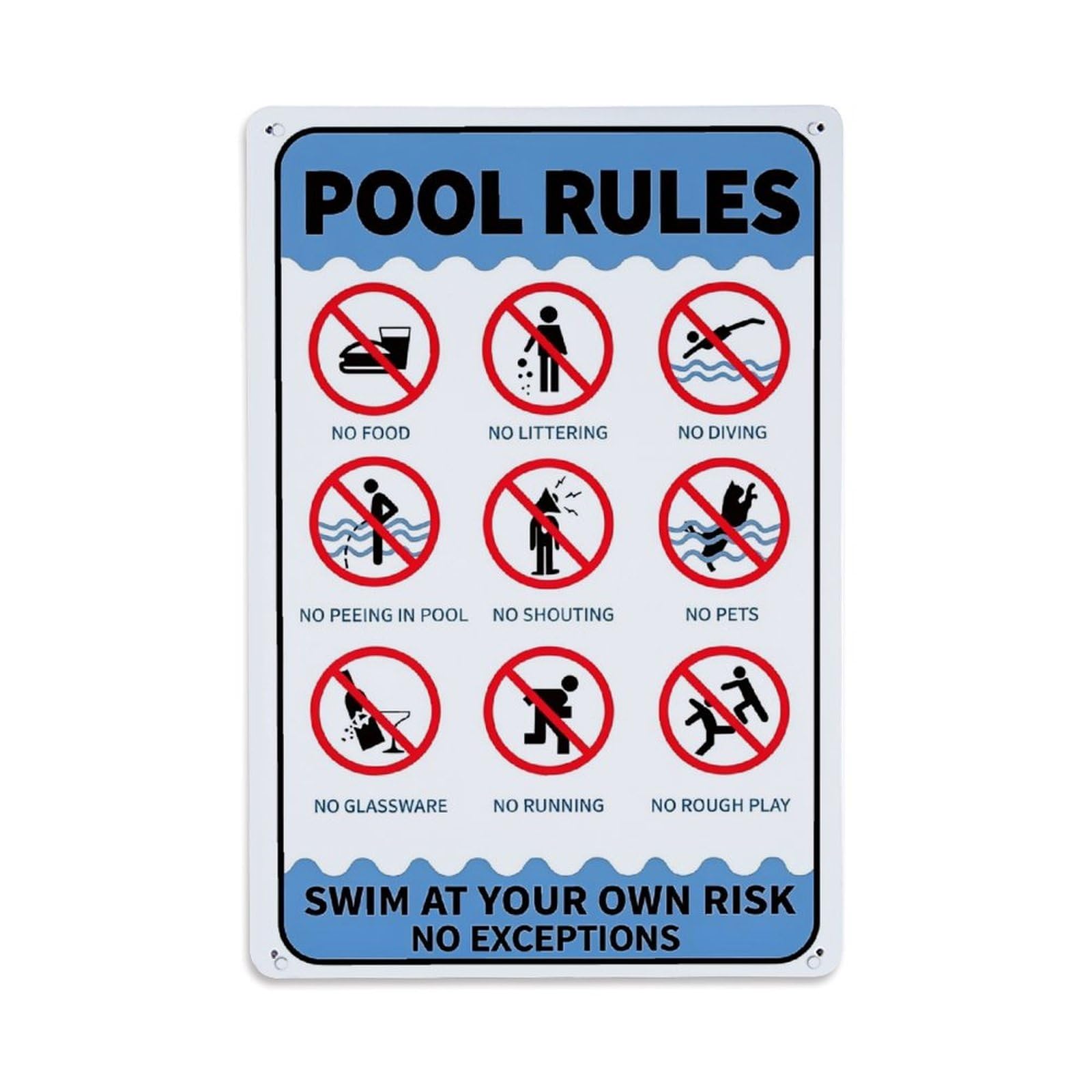 Jdfenggu Vintage Pool Rules Sign With Icons_1 Retro Metal Tin Sign, Decor Art Poster For Bar, Home, Man Cave, Kitchen, Laundry Room Gift 8X12inch