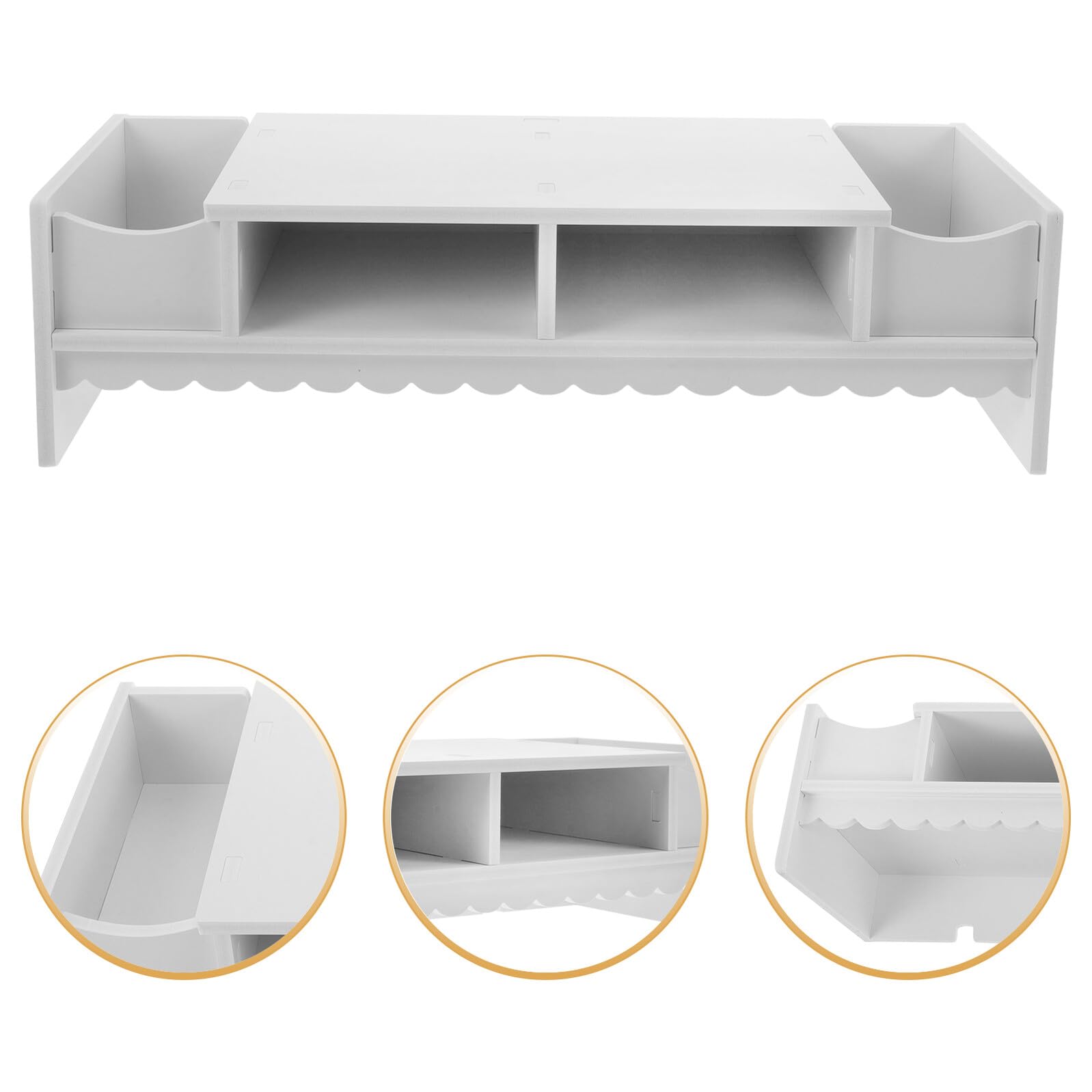 Étagère de Bureau pour Écran, Rangement PVC Blanc Tiroir