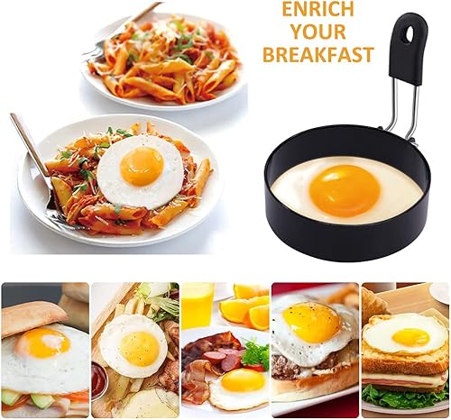 Miniatura 3 de Huevos Anillos De Acero Inoxidable Redondo Desayuno Molde Herramienta De Cocina,Anillos De Cocina De Huevos Redondos Para Freír Dar Forma De Cocinar