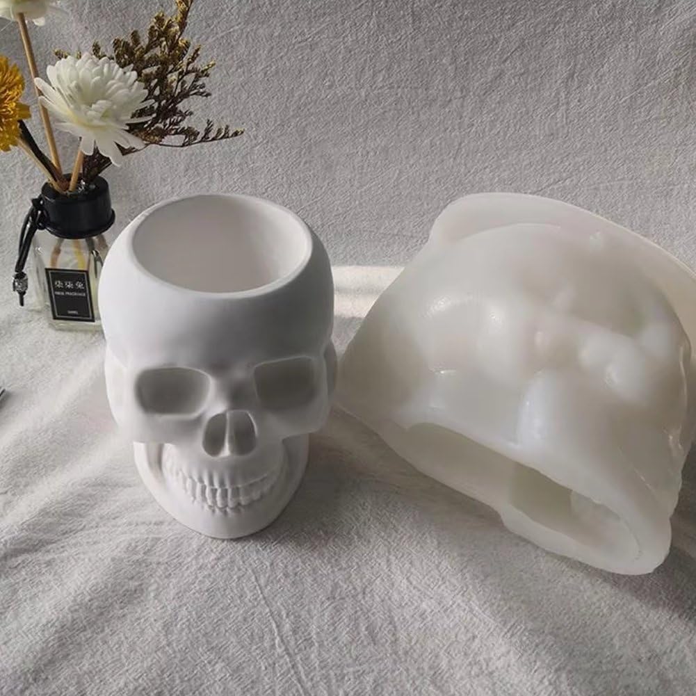 Dianzan Formy do świec na Halloween, 3D z trupią czaszką, formy silikonowe do doniczek na kwiaty