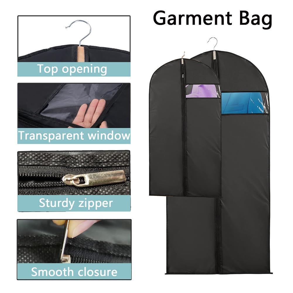 Custodia Porta Abiti, Copriabiti Antipolvere Trasparenti con Cerniera, Custodie Copri Abiti per Smoking, Giacca, Camicie(Bleu,60x140cm)