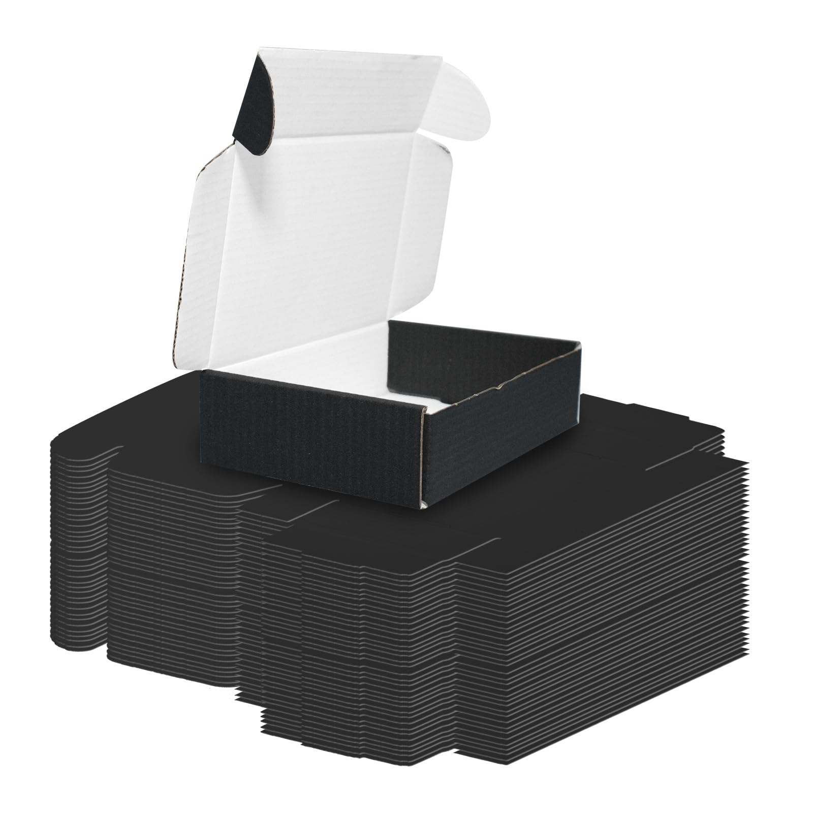 Paquete de 60 cajas de cartón corrugado para envíos de 6 x 4 x 1.6 pulgadas, cajas de cartón de embalaje negro, caja pequeña, bonita caja de embalaje para pequeñas empresas