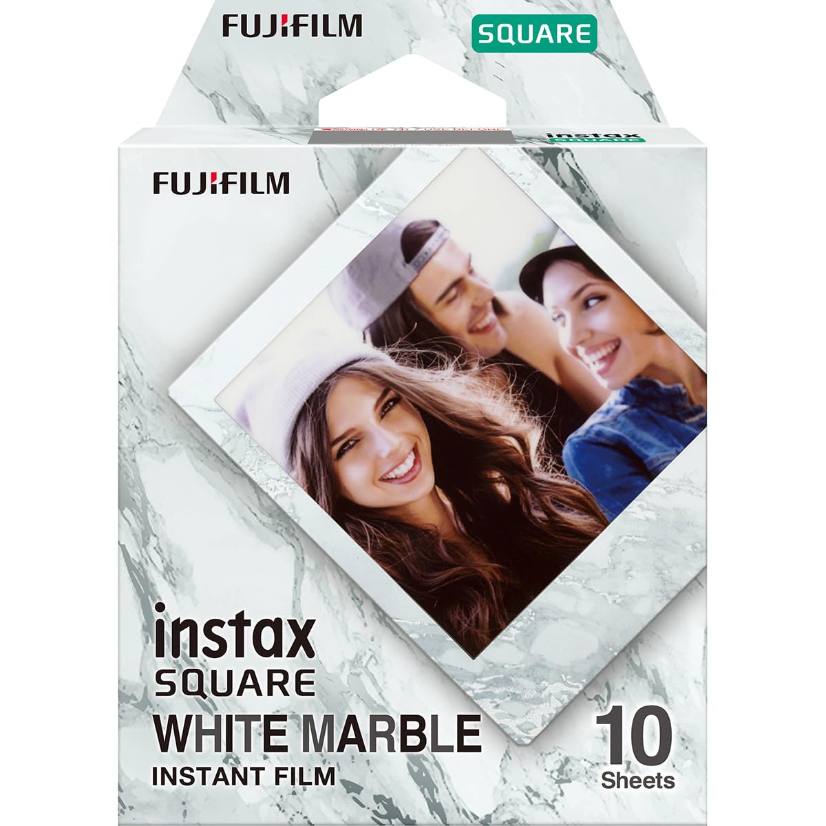 instax SQUARE instant film, WHITEMARBLE border, 10 shot pack, suitable for all instax SQUARE cameras and printers