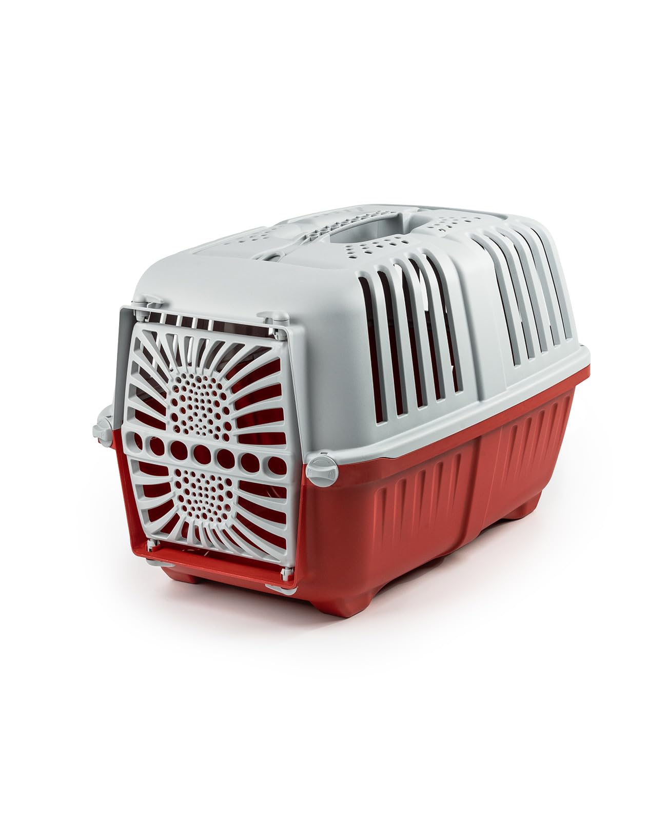 lionto Caja de Transporte de plástico Reciclado para Perros y gatos, Caja de Transporte para Mascotas, 48x31,5x33 cm, Rojo