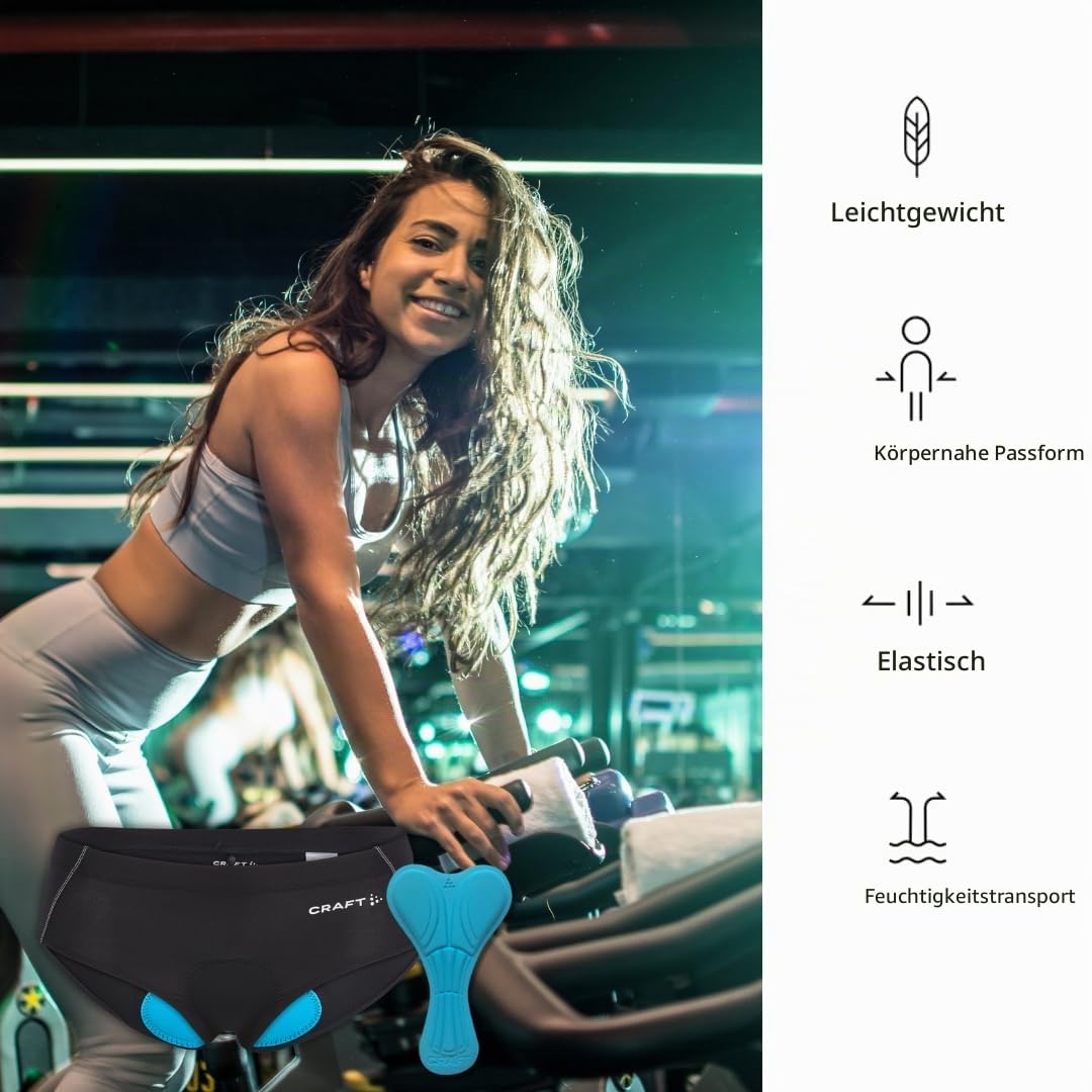 CRAFT Greatness Bike Hipster W, Radunterhose Damen Gepolstert, Damen Radsport Unterwäsche, Atmungsaktiv Radlerhose (Gr. XS-3XL)