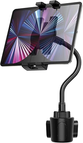 Soporte para portavasos de automóvil con cuello de cisne, soporte para tablet de camión, soporte para portavasos brazo largo y estable flexible para