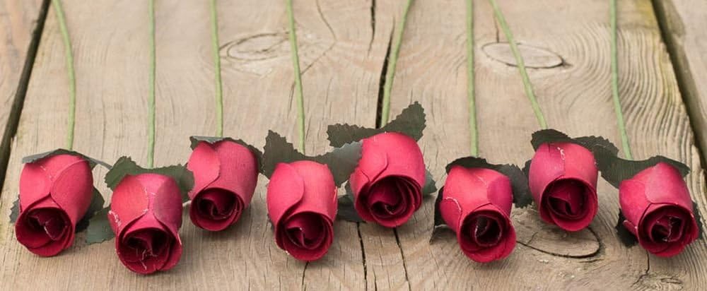 Burgundy Roses Bunch of 8 Closed Bud Wooden Roses for Crafts Custom Bouquets and Other DIY Projects. Choose Form Over 60 Colors - Image 6