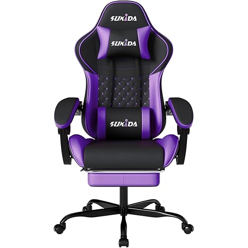 Ergonomic Video Gamer Chairs Gaming Computer Chair Gamer Chairs for Adults Massage Lumbar Support Swivel Height Adjustable Headrest Backrest