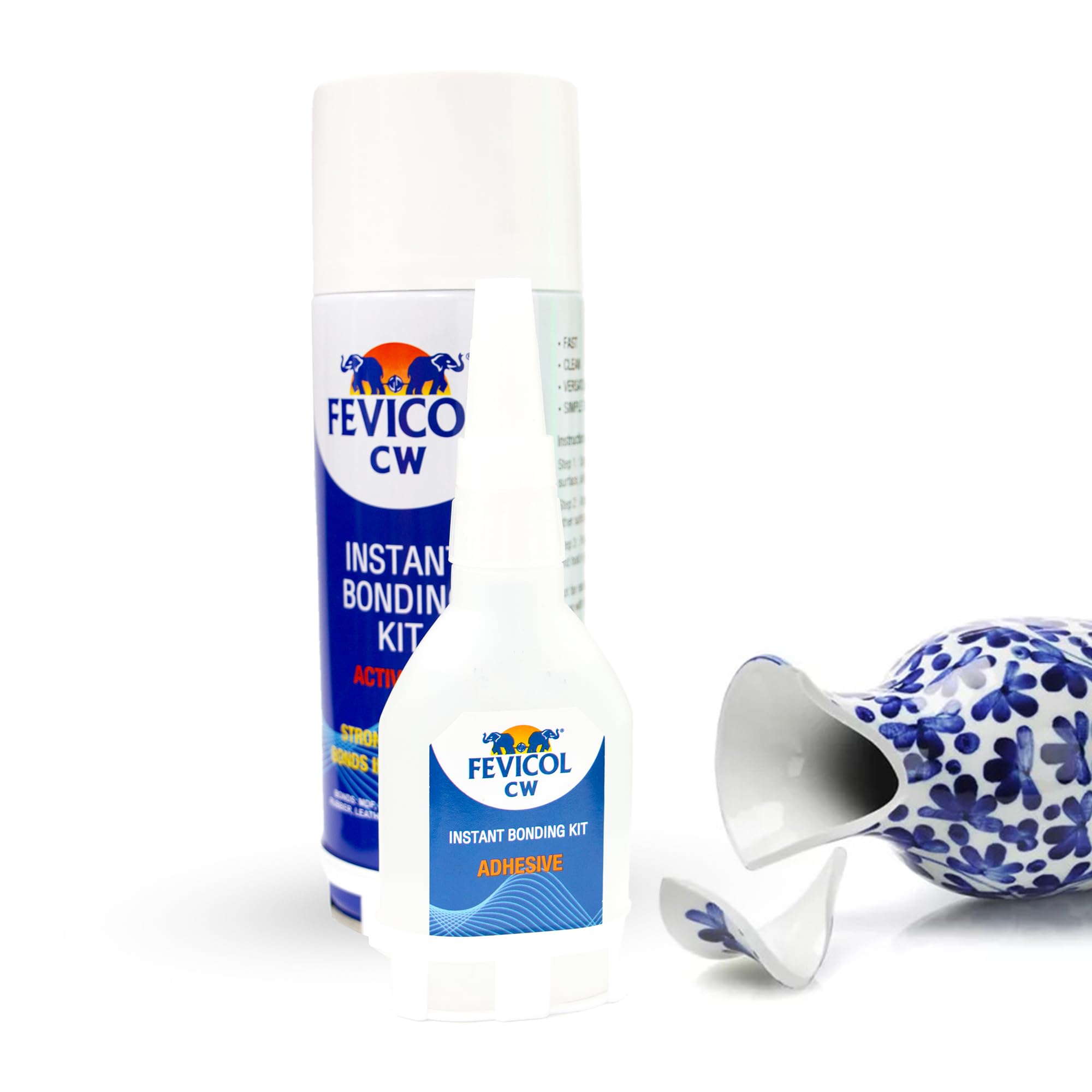Fevicol Instant Bonding Kit, Super Glue and Activator for Wood and Metal, 400ml Activator and100g Glue, Glue with activator, Super glue for ceramics- Made in Turkey