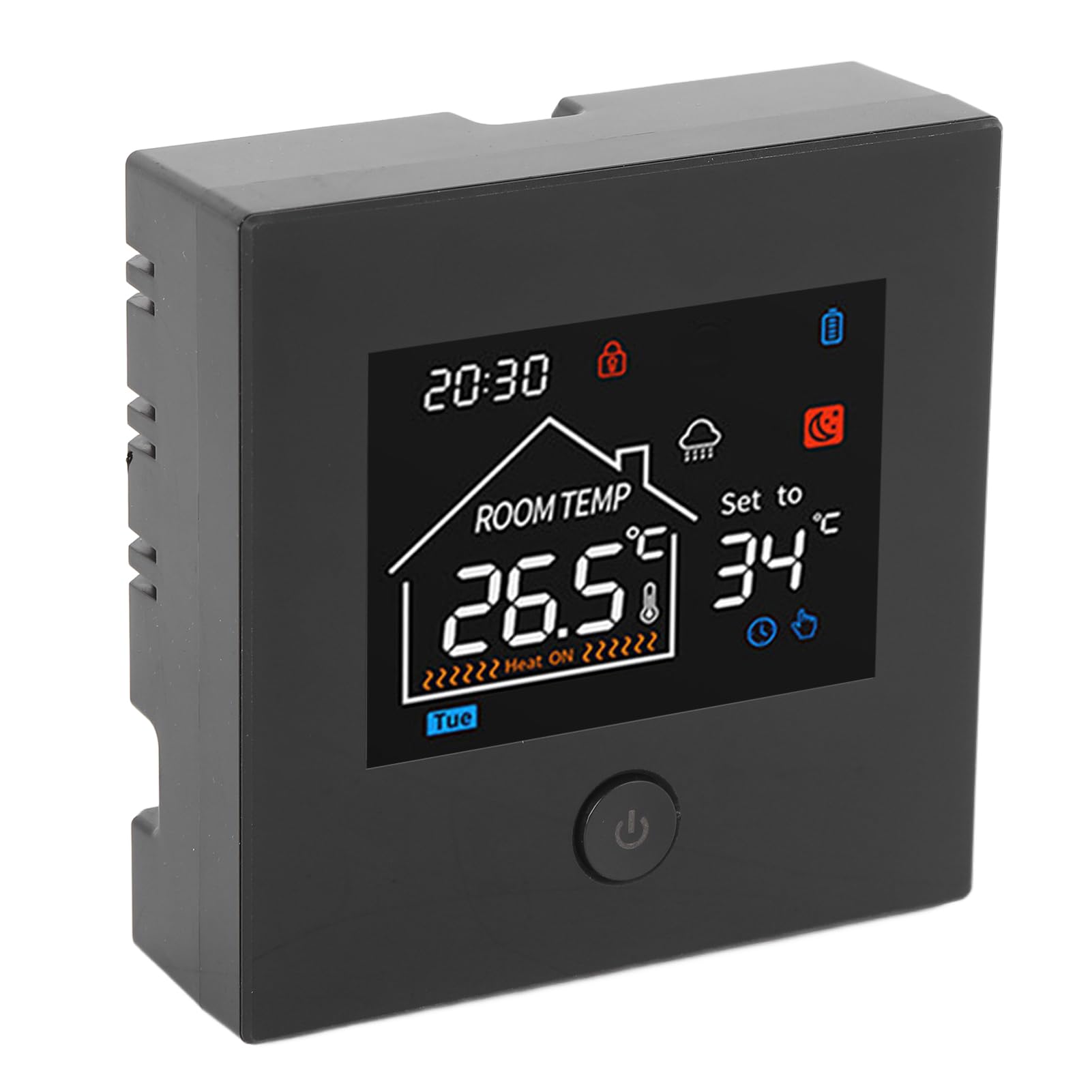 FTVOGUE Smart Thermostat with dimensions 86mm x 86mm x 30mm clearly indicated.