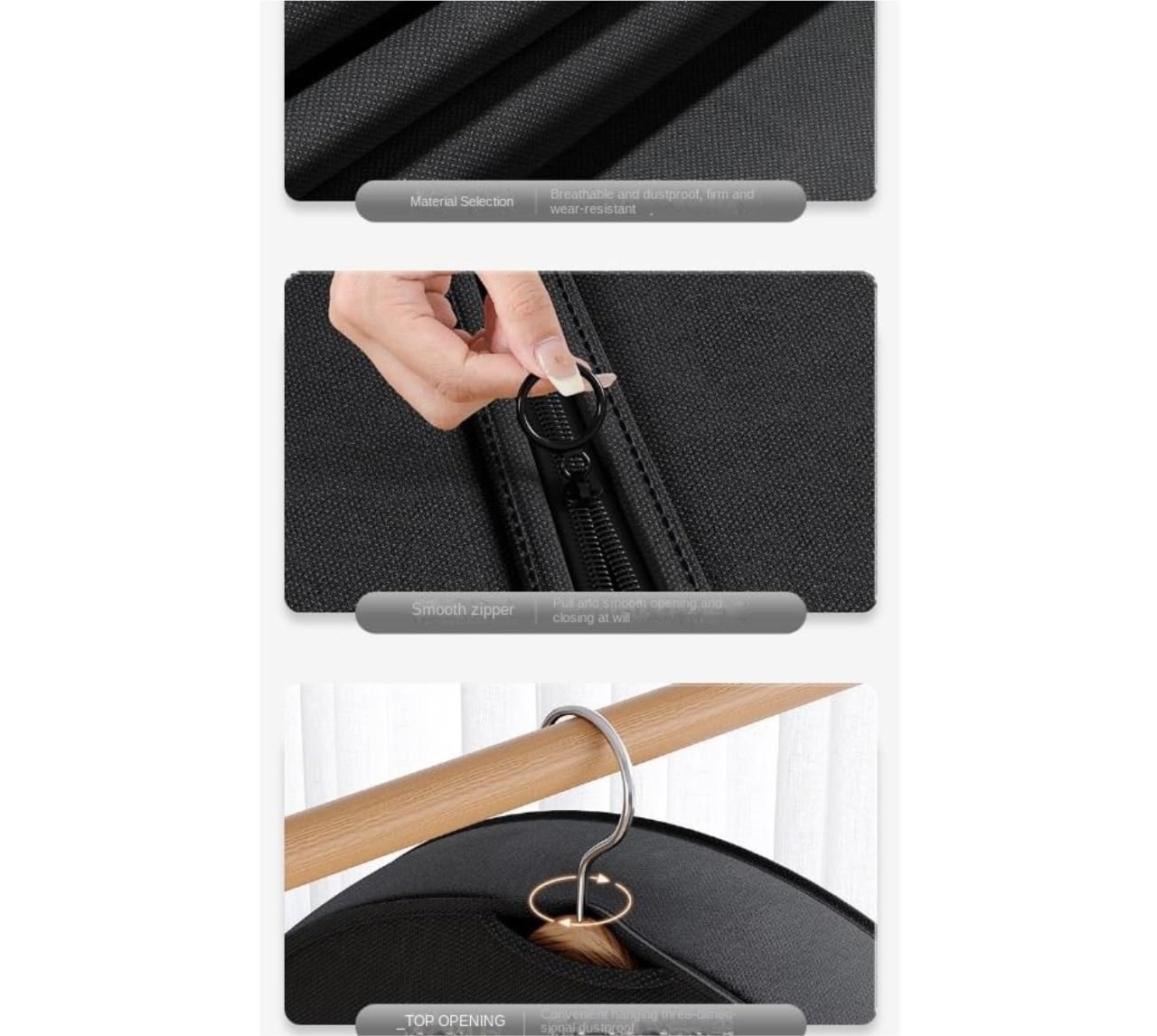 Fundas Ropa Funda Traje Bolsas De Ropa con 2 Bolsillos Y Cremallera, Fundas De Ropa De Viaje para Colgar Ropa, Almacenamiento En Armario, 5 Uds. Bolsas para Guardar Ropa(152 * 66 * 12.7cm)