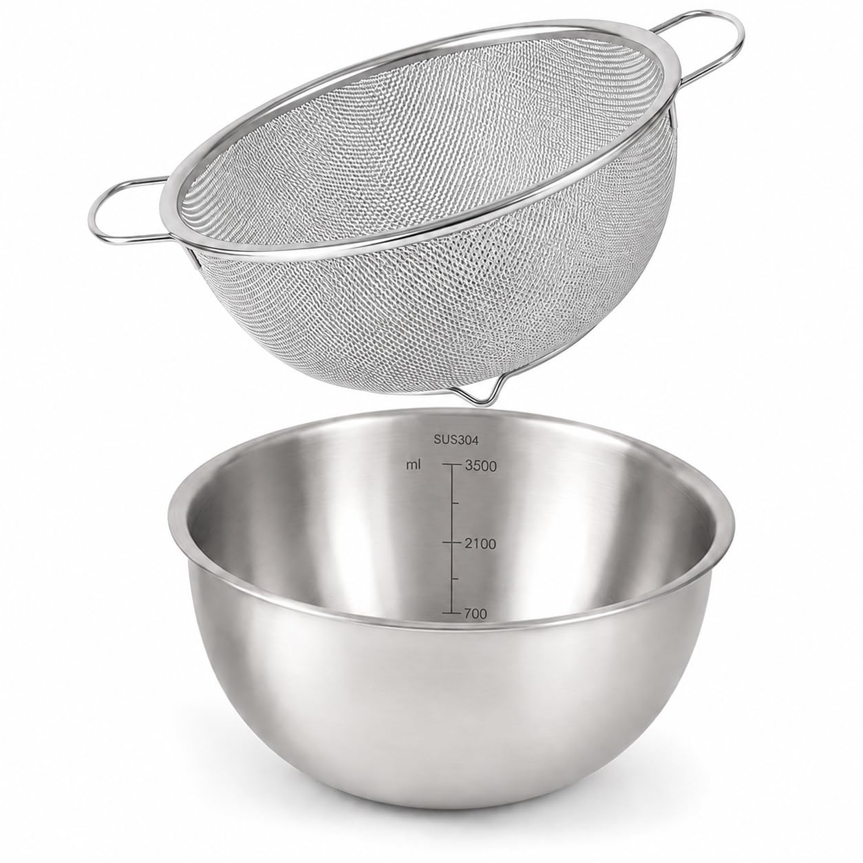 Photo 1 of 18/8 Stainless Steel Colander with Mixing Bowl, 3.5QT