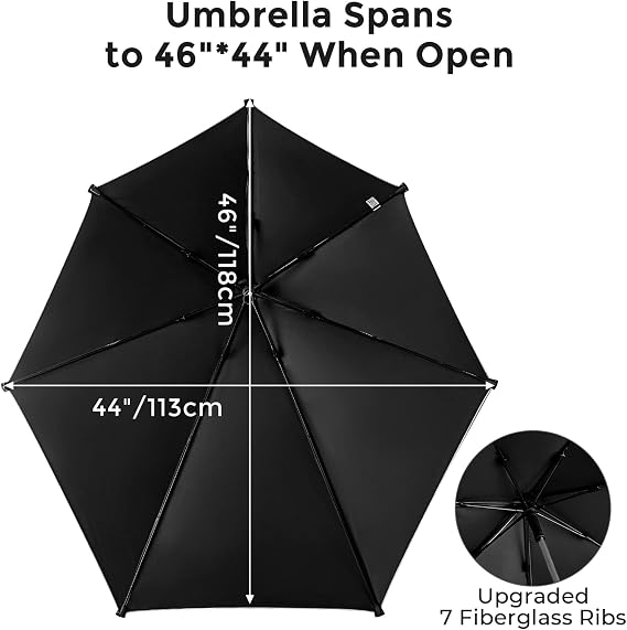 G4Free UPF 50+ Height Adjustable Beach Chair Umbrella with Universal Clamp
