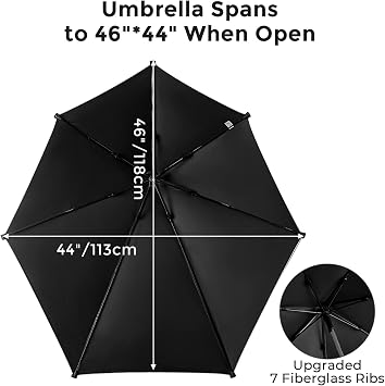 G4Free UPF 50+ Height Adjustable Beach Chair Umbrella with Universal Clamp