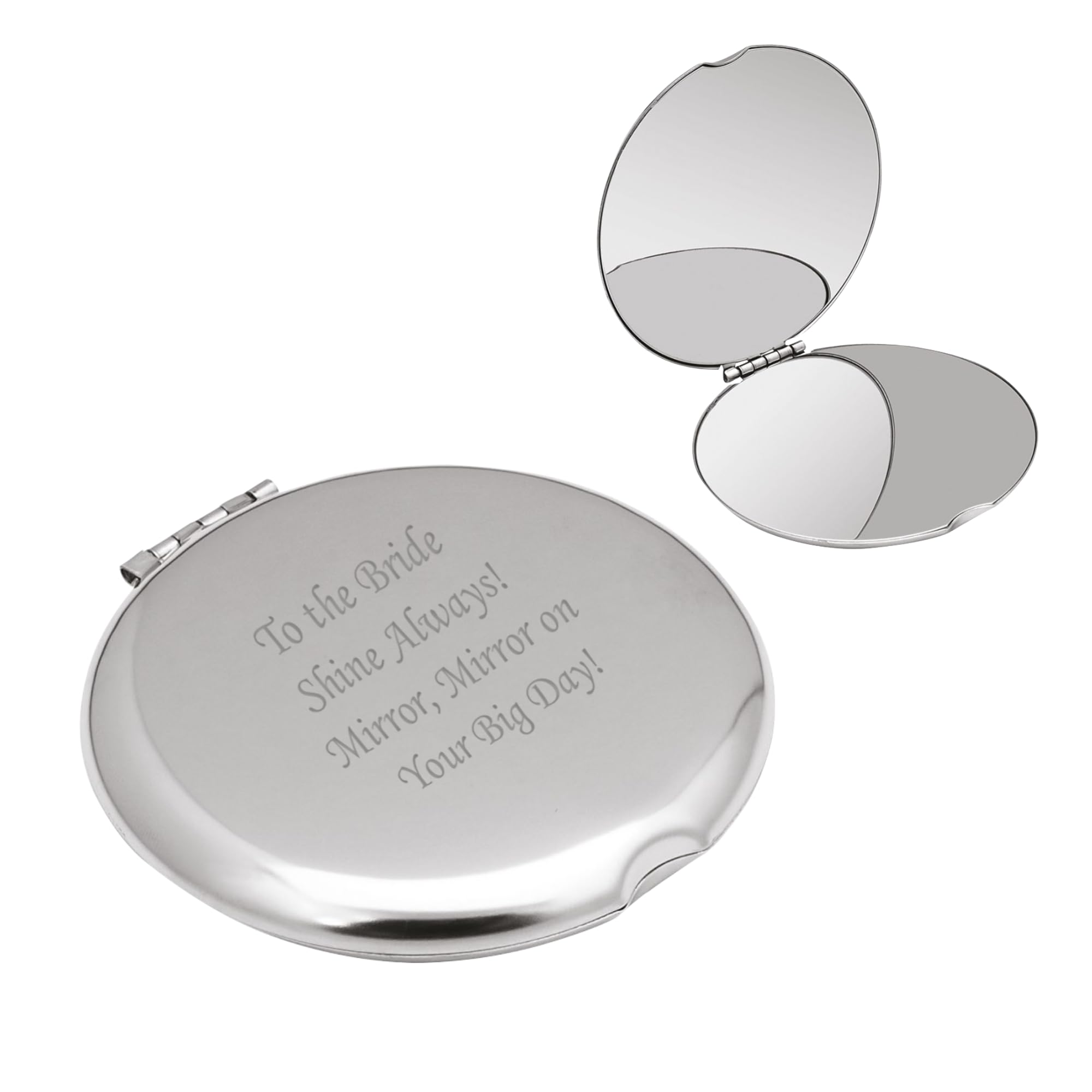 Eio Gifts Silver Personalised Compact Mirror – Custom Engraved Double Sided Pocket Mirror For Her | Thoughtful Gift For Bridesmaids, Mother Of The Bride Or Groom Idea For Hen Parties, Wedding Favours
