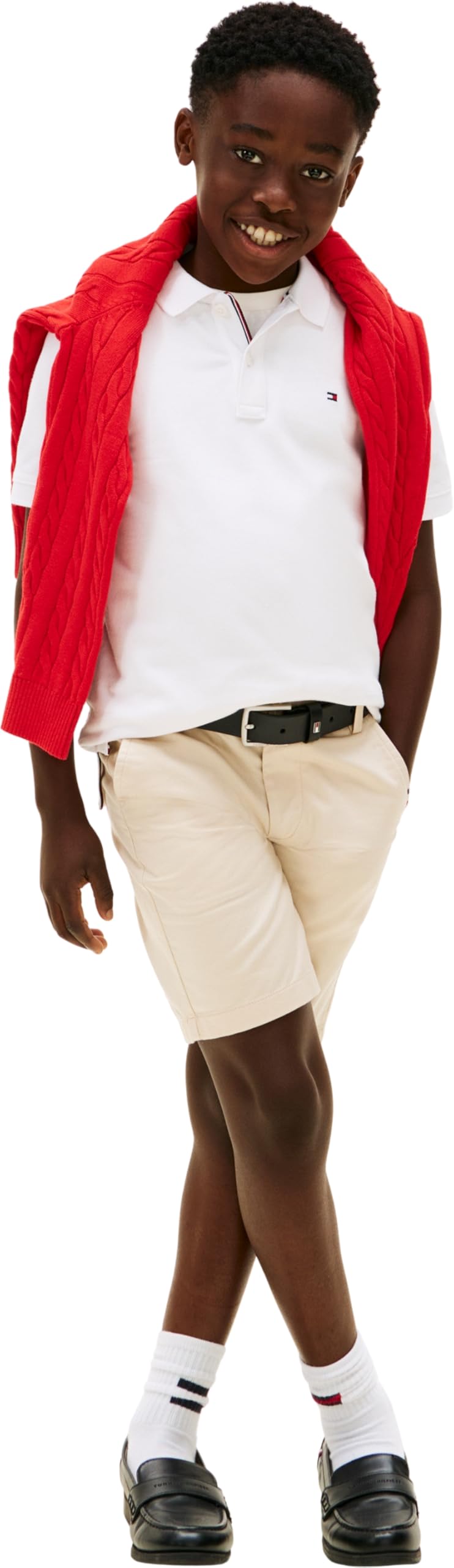 Tommy Hilfiger Legacy Short Sleeve Pique Ivy Polo Shirt, Button Closure Polo Garçon