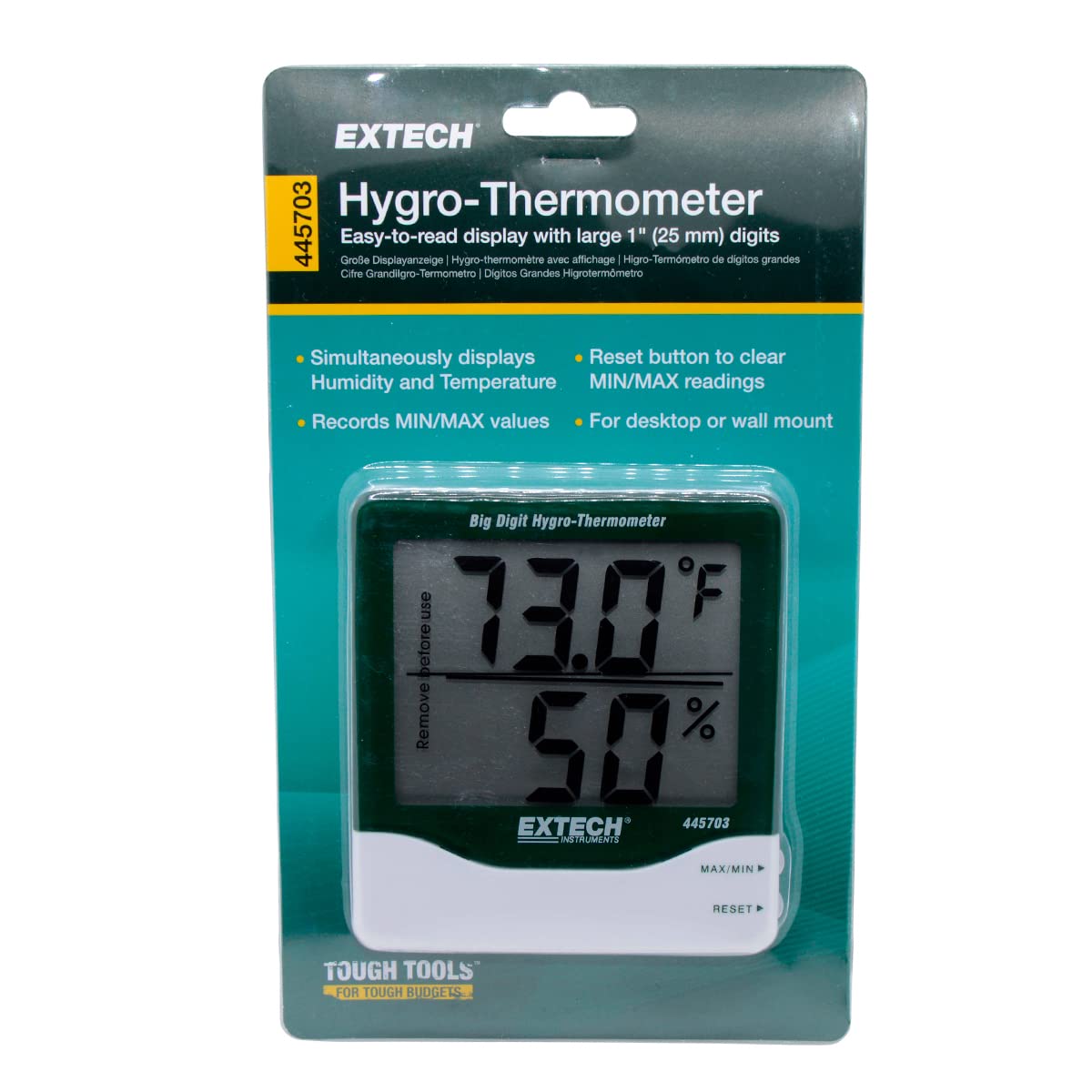 Extech Großziffriges Hygro-Thermometer, 1 Stück, 445703