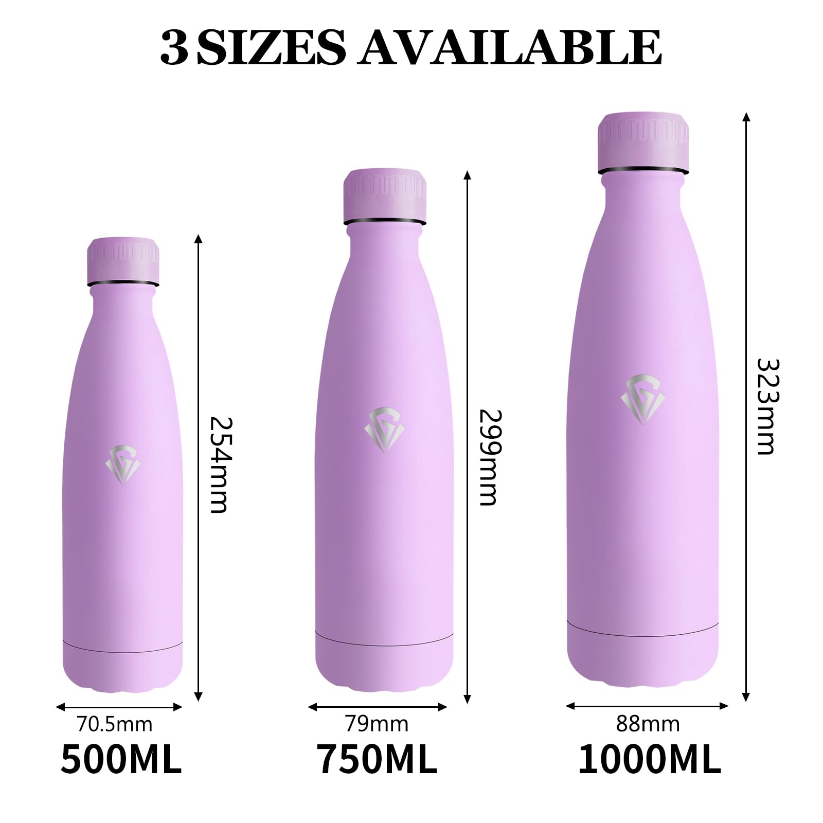 Borraccia Termica, A Prova di Perdite Borraccia 500ml, Isolato Sottovuoto, Riutilizzabile Bottiglia Termiche, Senza BPA Borracce Acciaio Inox per Campeggio, Ciclismo, Scuola