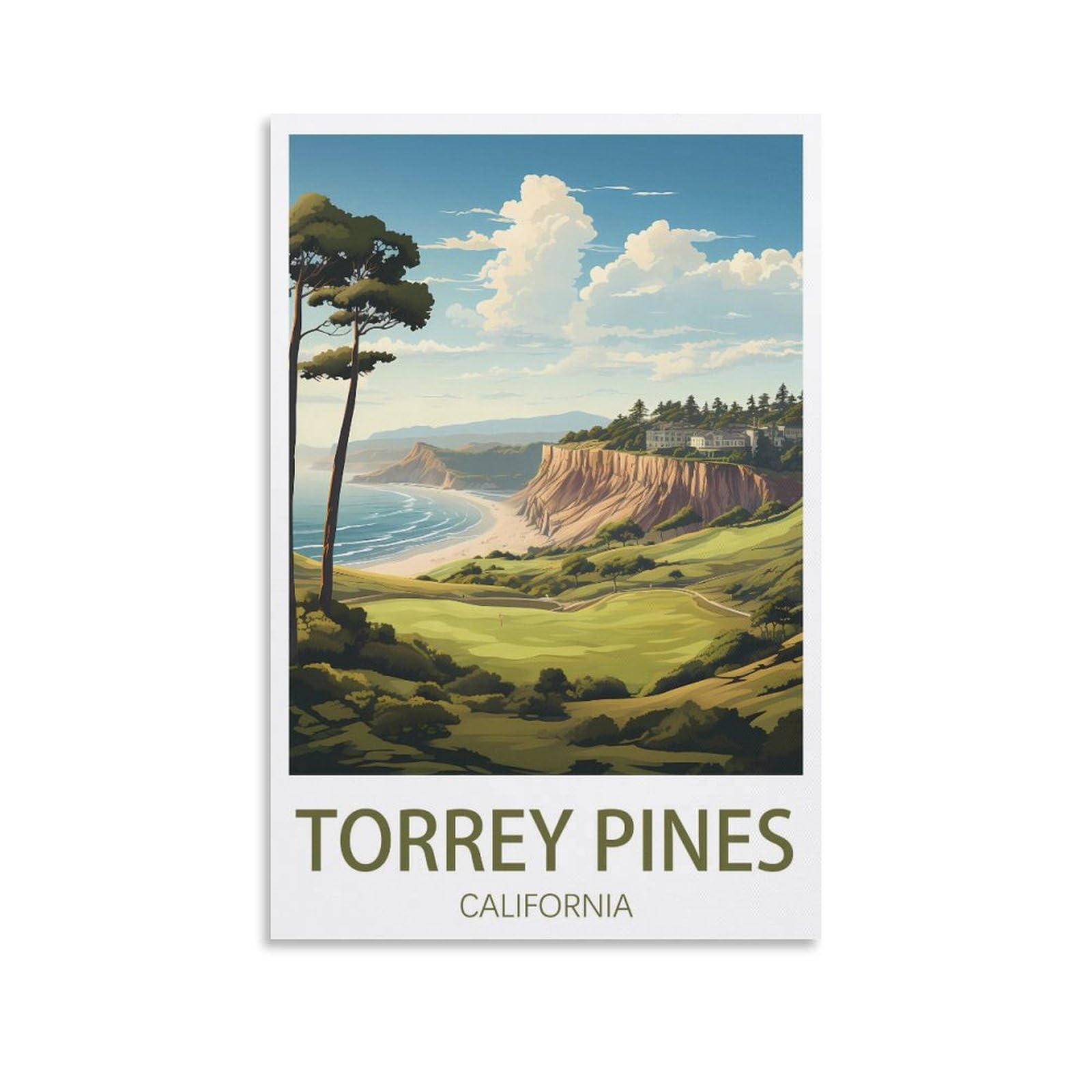 EZMLFA Diamond Painting Kits for Adults,Torrey Pines California 5D Diamond Painting Kit for Adults Beginners, DIY Full Round Drill Gem Art Kits for Home 30x40cm