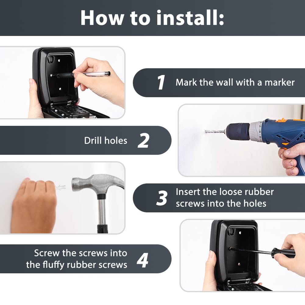 HOTUT Caja de Seguridad para Llaves, Grande Cajetin Llaves, Guarda Llaves Pared con Código 12 Dígitos, Impermeable Caja Fuerte Llaves Combinación, Ideal para Hogar, Oficina, Escuela y Garaje